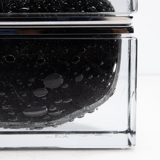 Murano Box with Bubbles and Chrome Fittings in Black