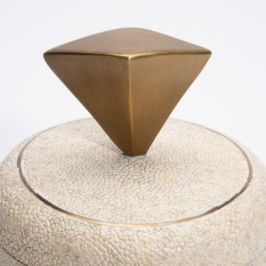 Set of 2 Boxes in Cream Shagreen with Bronze Patina Brass Details by Kifu Paris