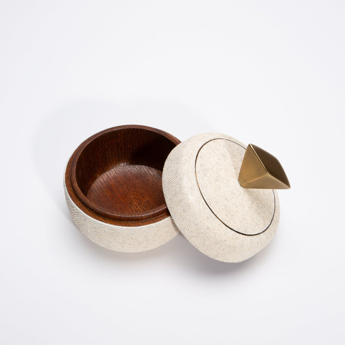 Set of 2 Boxes in Cream Shagreen with Bronze Patina Brass Details by Kifu Paris