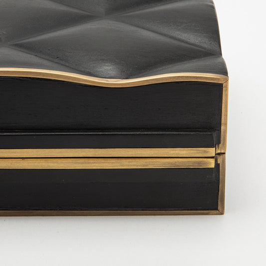 Set of 3 Quilted Boxes in Black Oak with Bronze Patina Brass by Kifu Paris