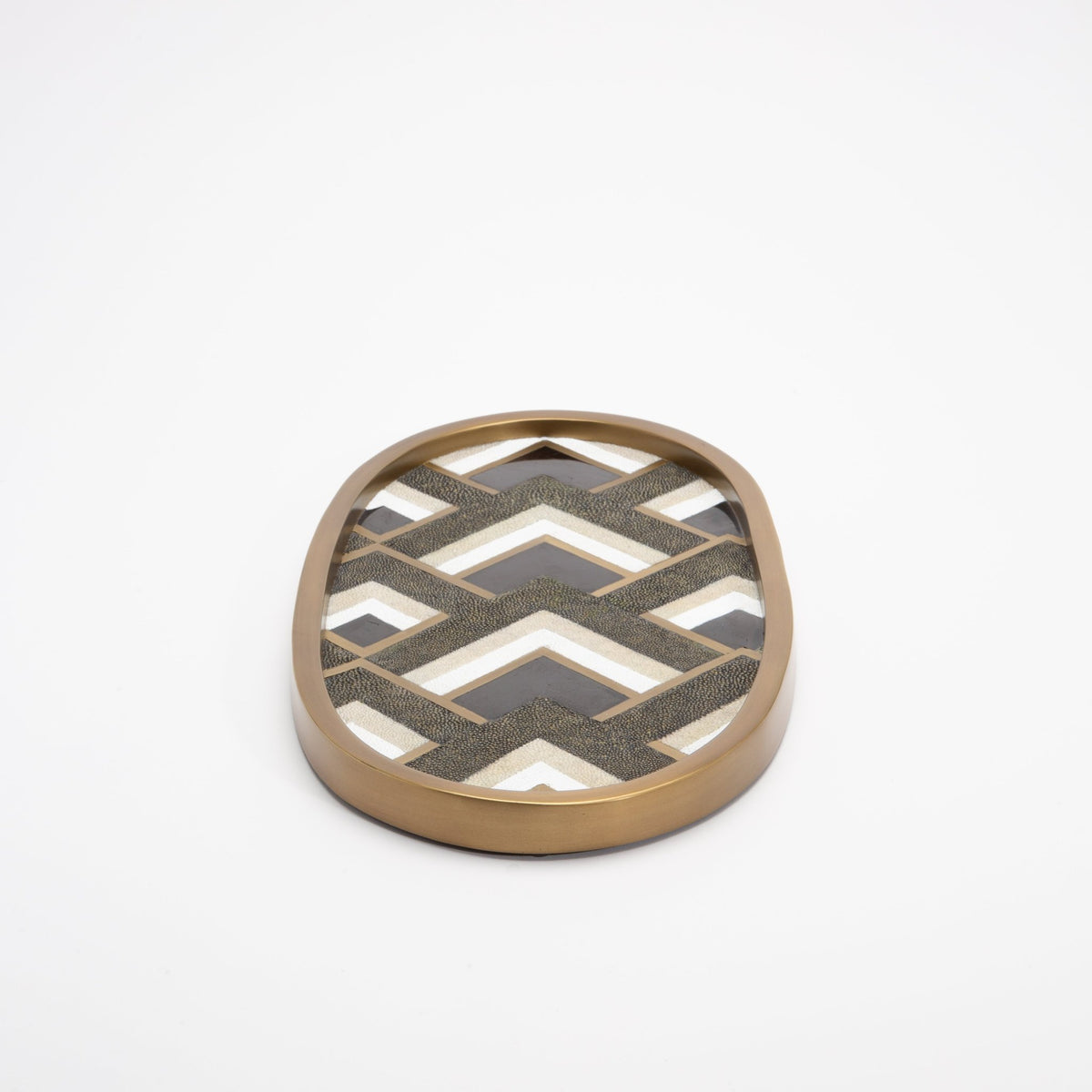 Tray in Triangle Pattern with Bronze Patina Brass by Kifu Paris