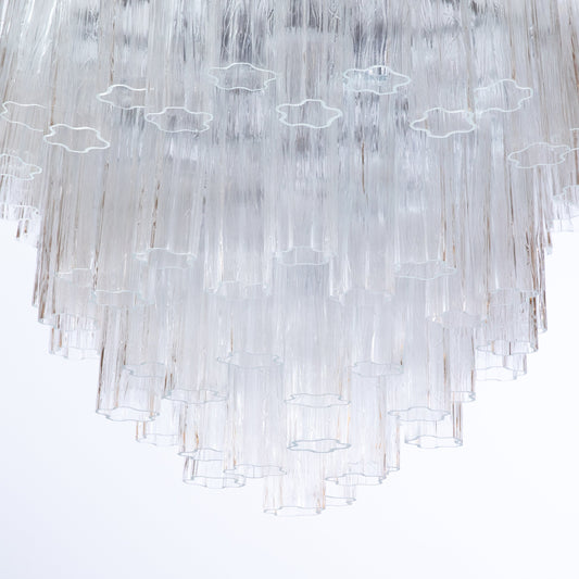Hand-Blown Murano Tubi Tronchi Chandelier in Clear with Polished Chrome Fittings