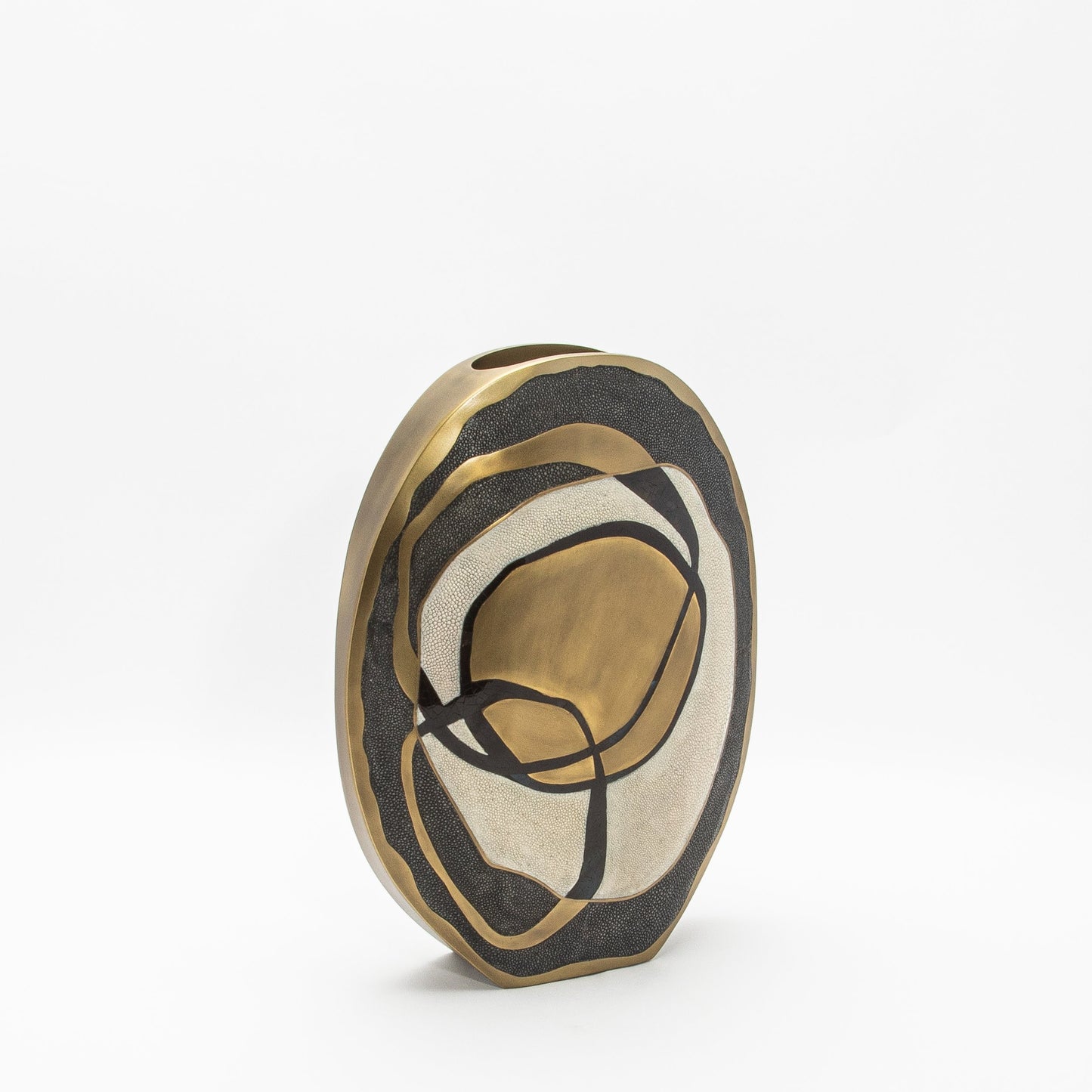 Vase in Cream Shagreen, Shell and Brass by R&Y Augousti