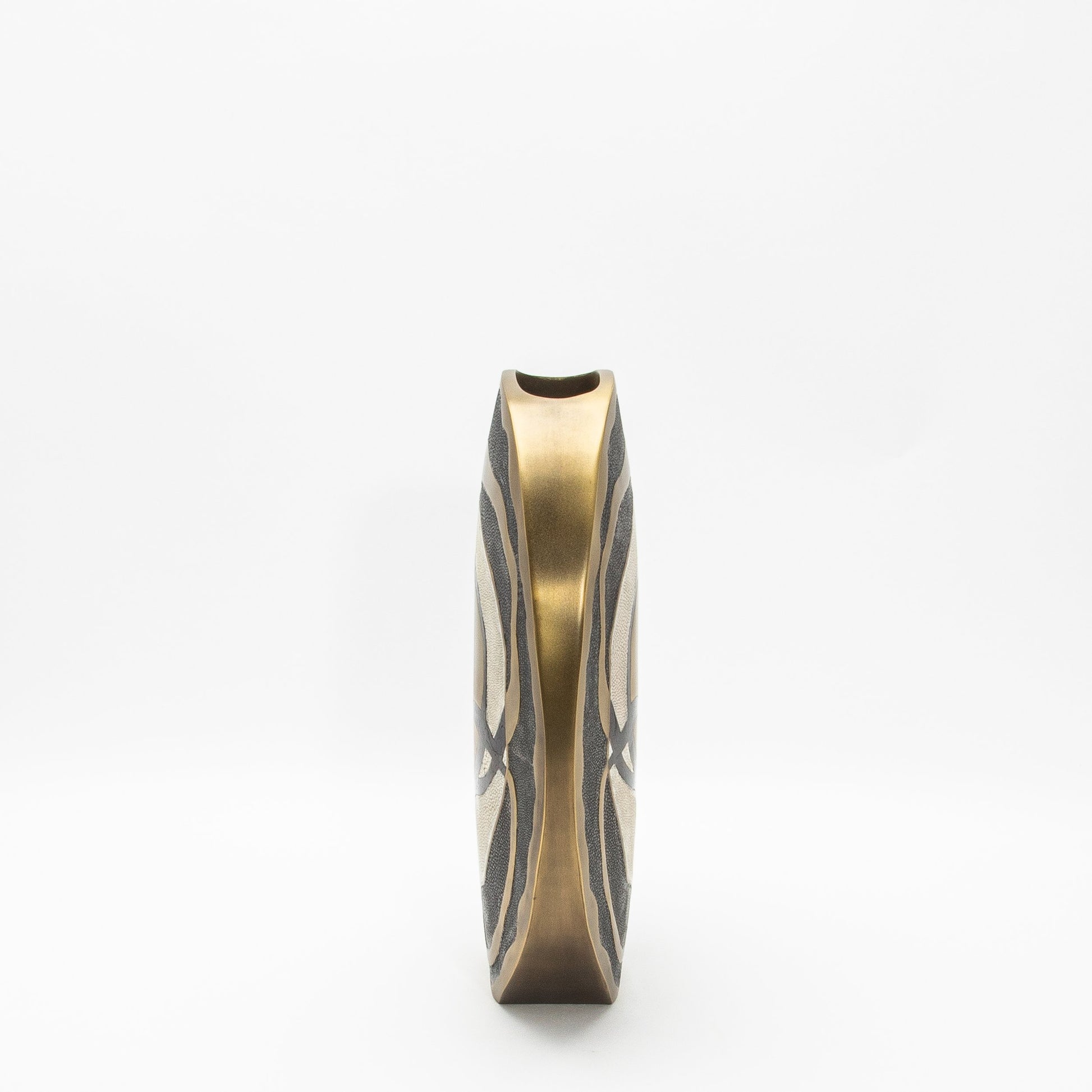 Vase in Cream Shagreen, Shell and Brass by R&Y Augousti