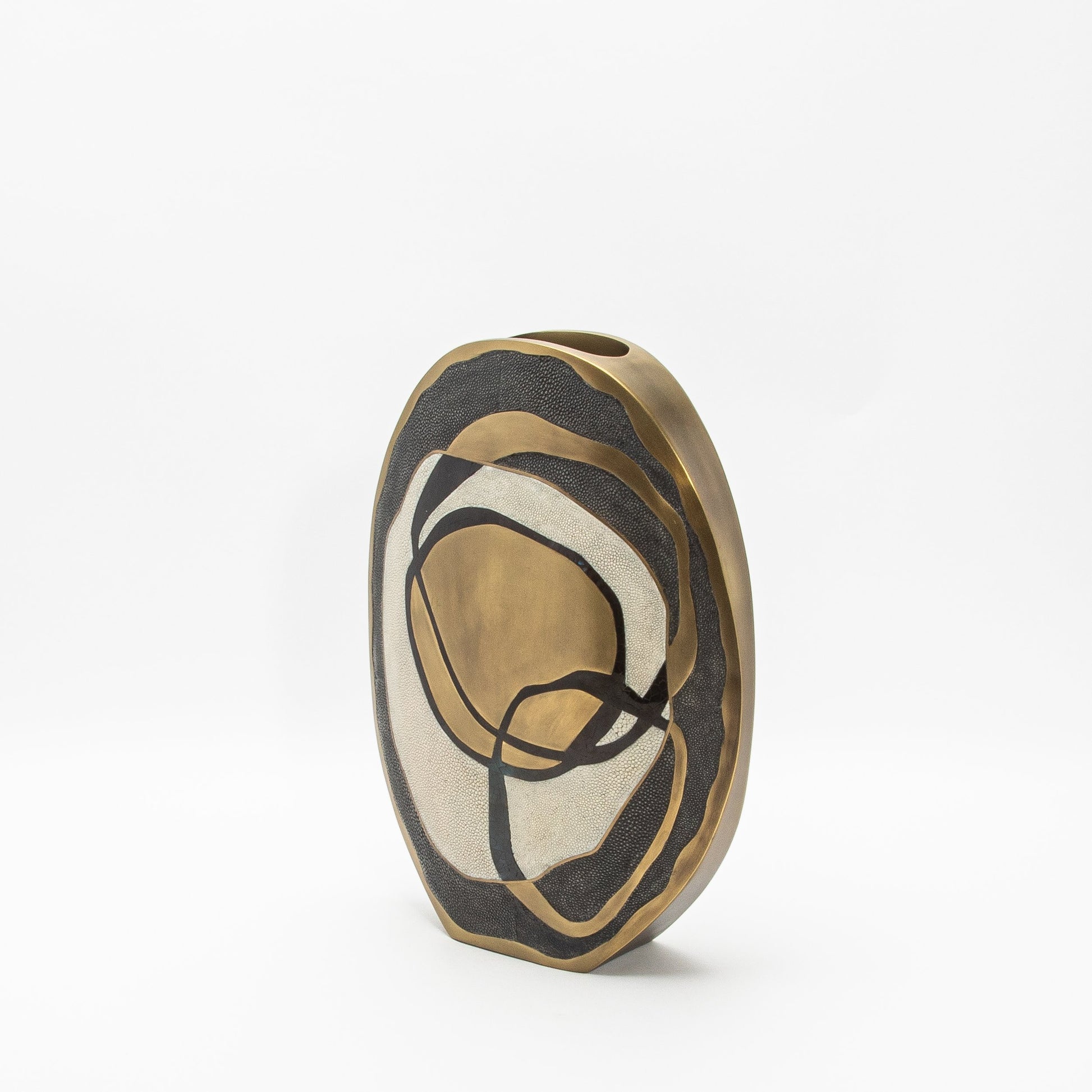 Vase in Cream Shagreen, Shell and Brass by R&Y Augousti