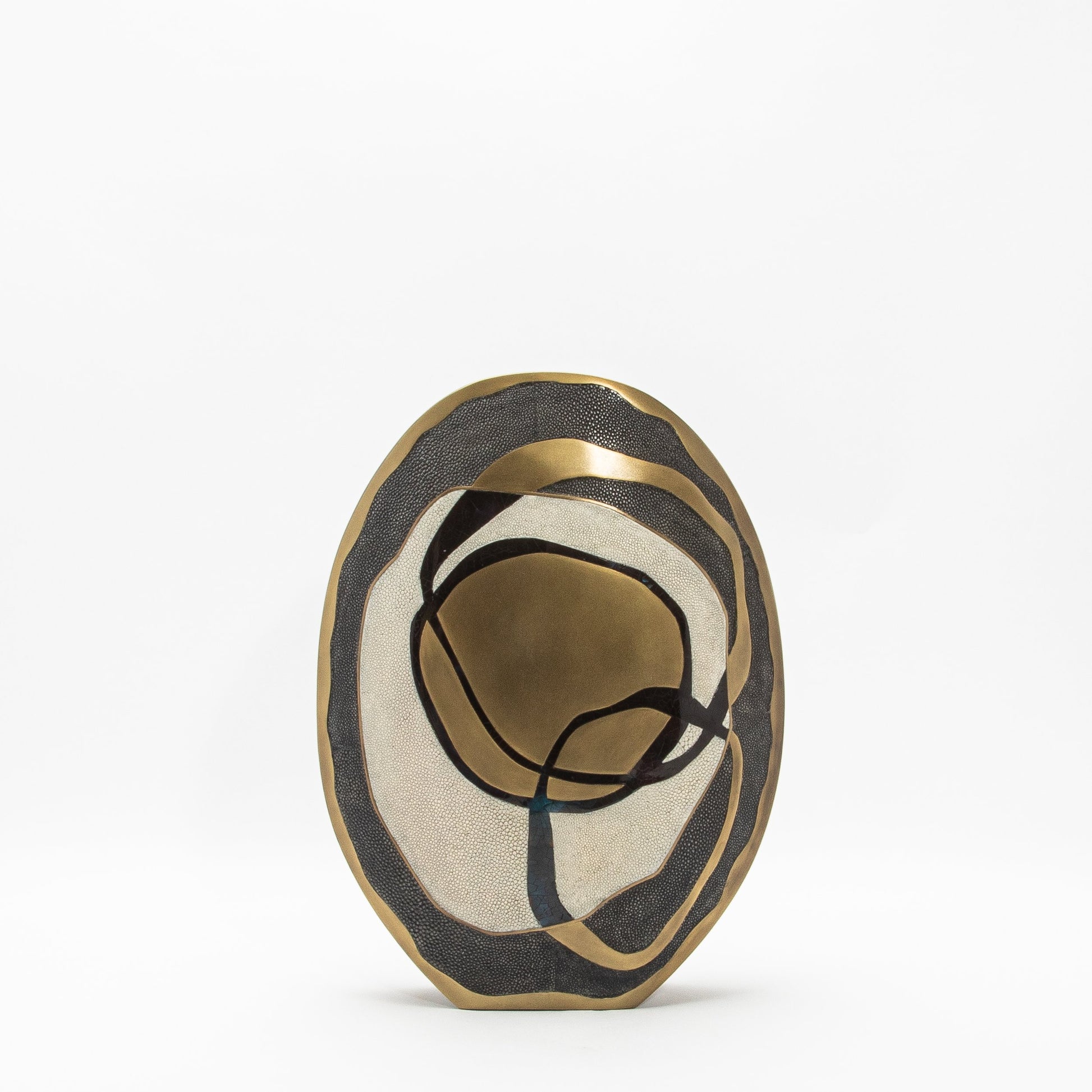 Vase in Cream Shagreen, Shell and Brass by R&Y Augousti