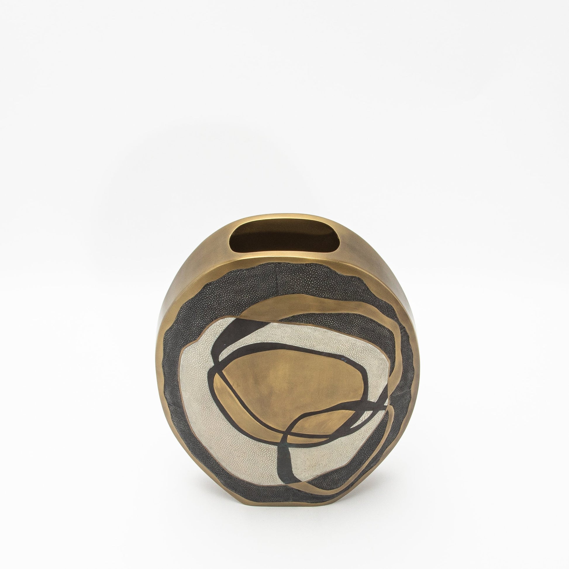 Vase in Cream Shagreen, Shell and Brass by R&Y Augousti