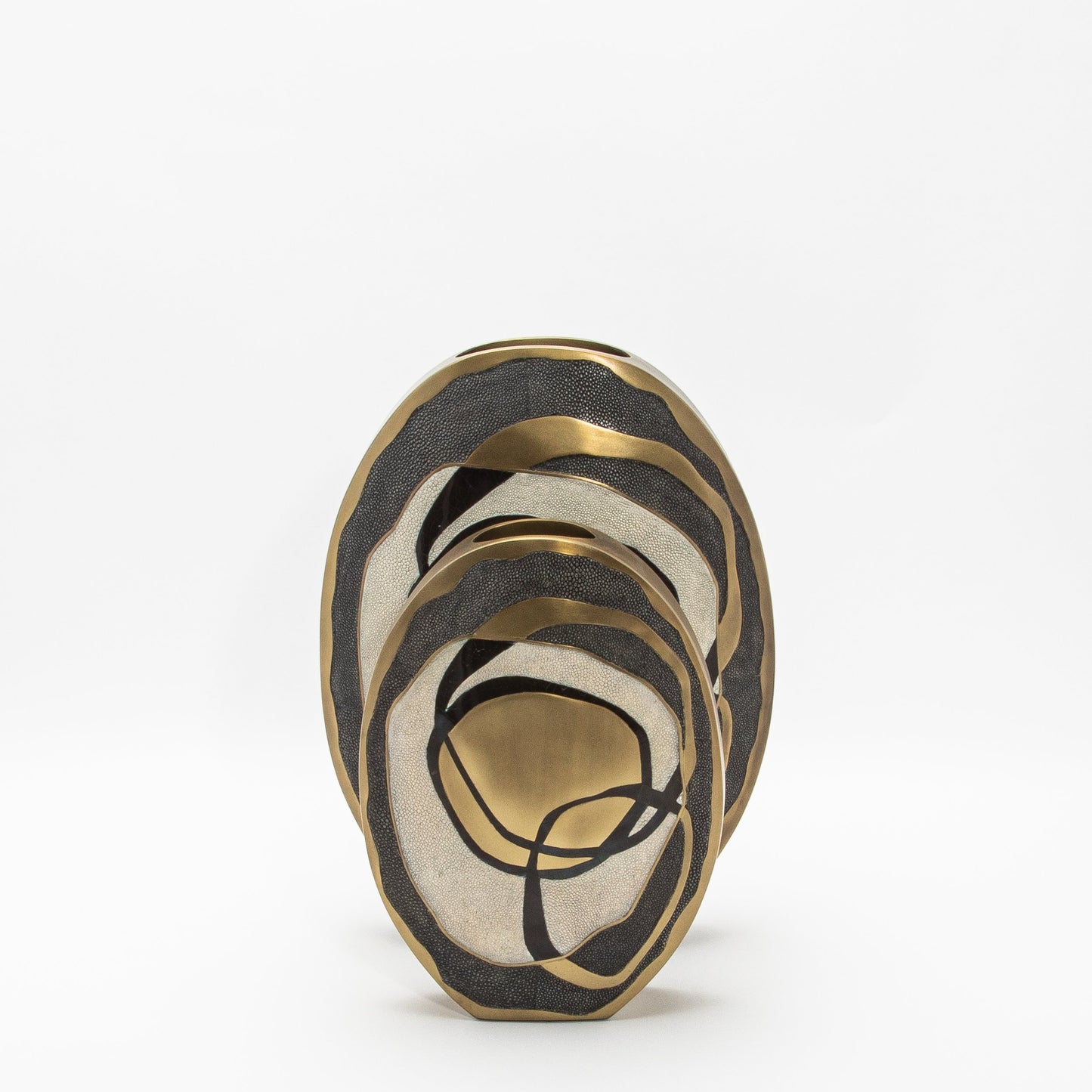 Vase in Cream Shagreen, Shell and Brass by R&Y Augousti