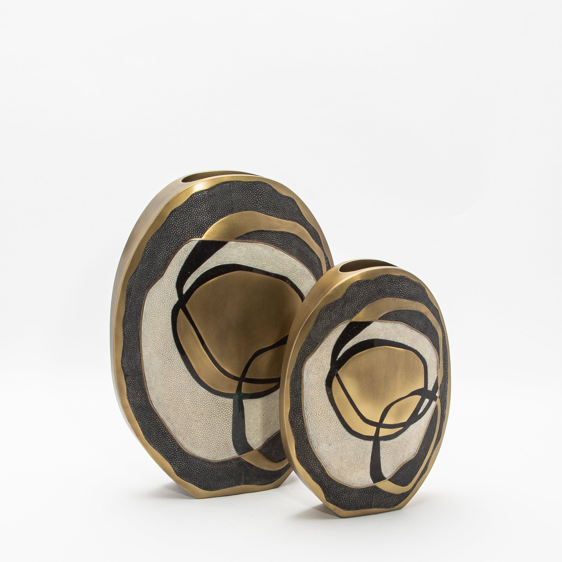 Vase in Cream Shagreen, Shell and Brass by R&Y Augousti