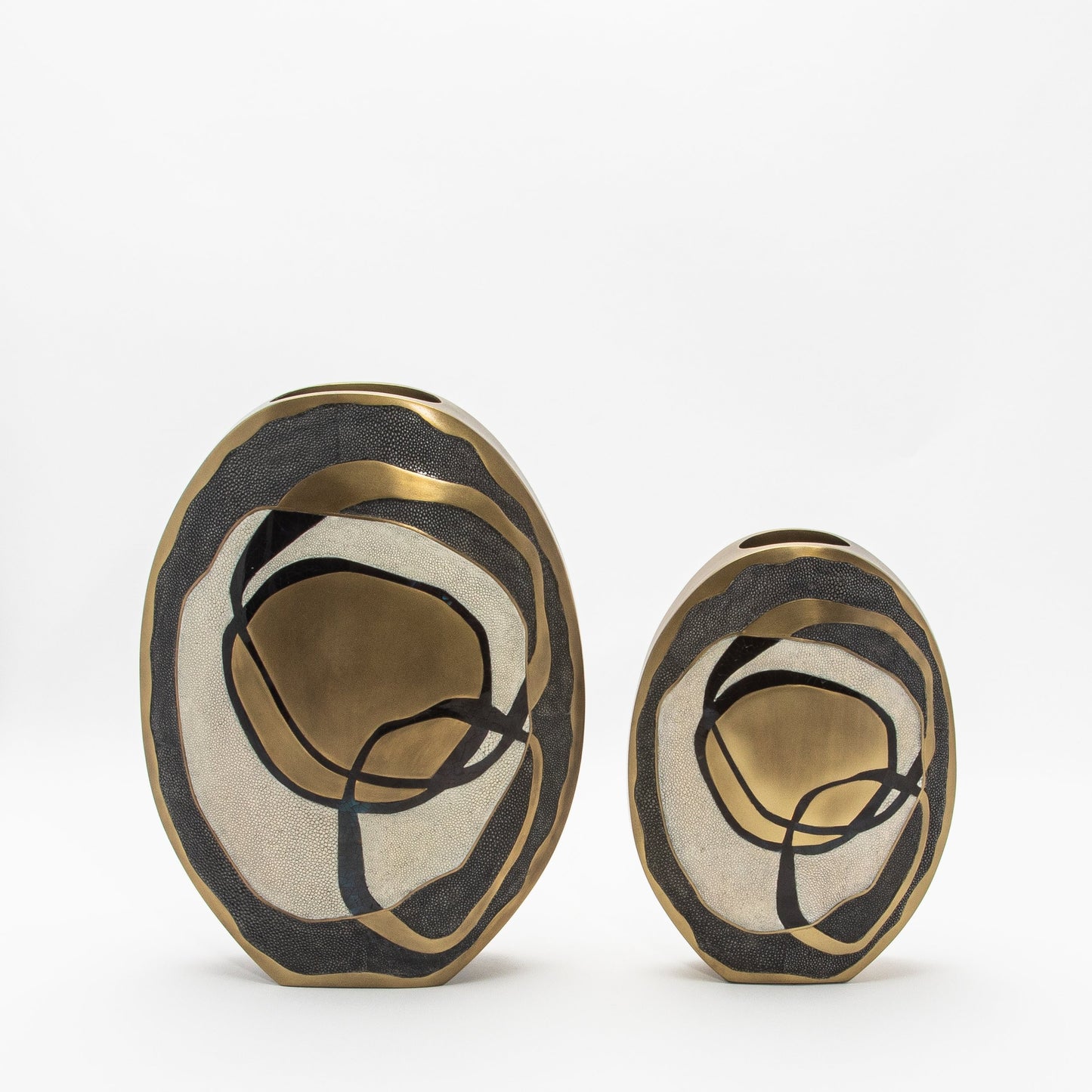 Vase in Cream Shagreen, Shell and Brass by R&Y Augousti