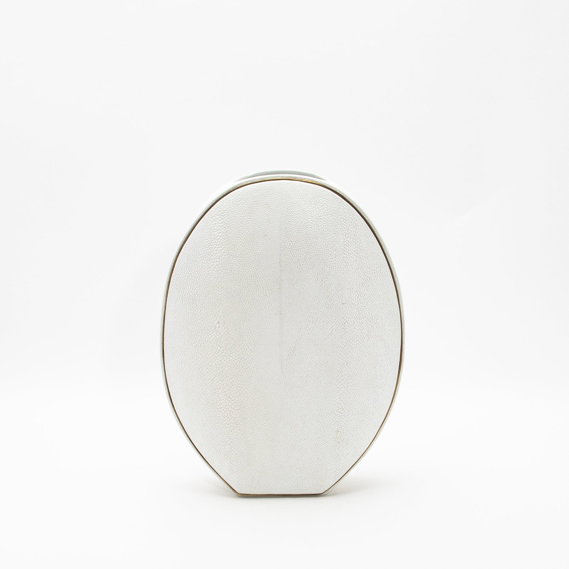 Vase in White Shagreen with Brass by R&Y Augousti