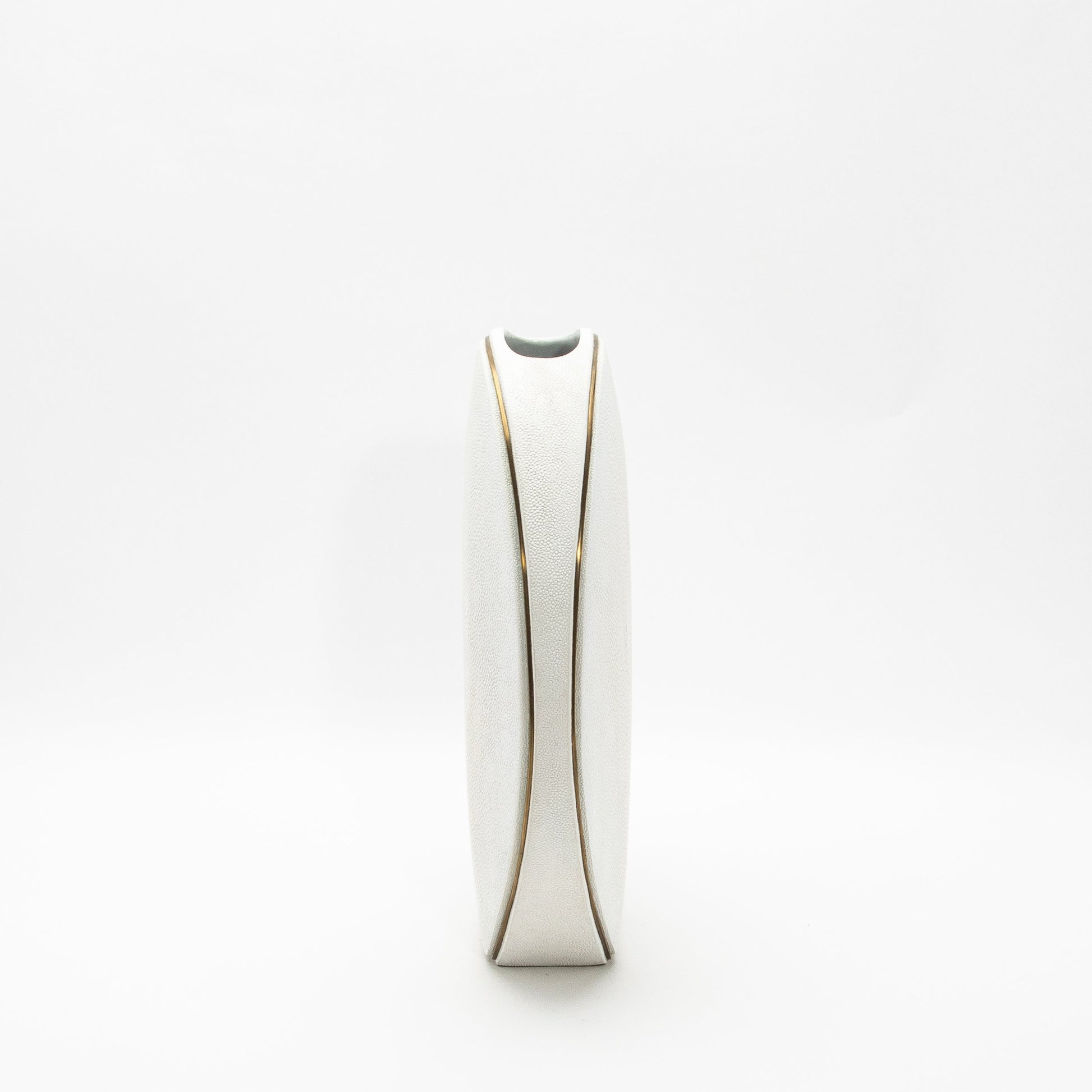 Vase in White Shagreen with Brass by R&Y Augousti