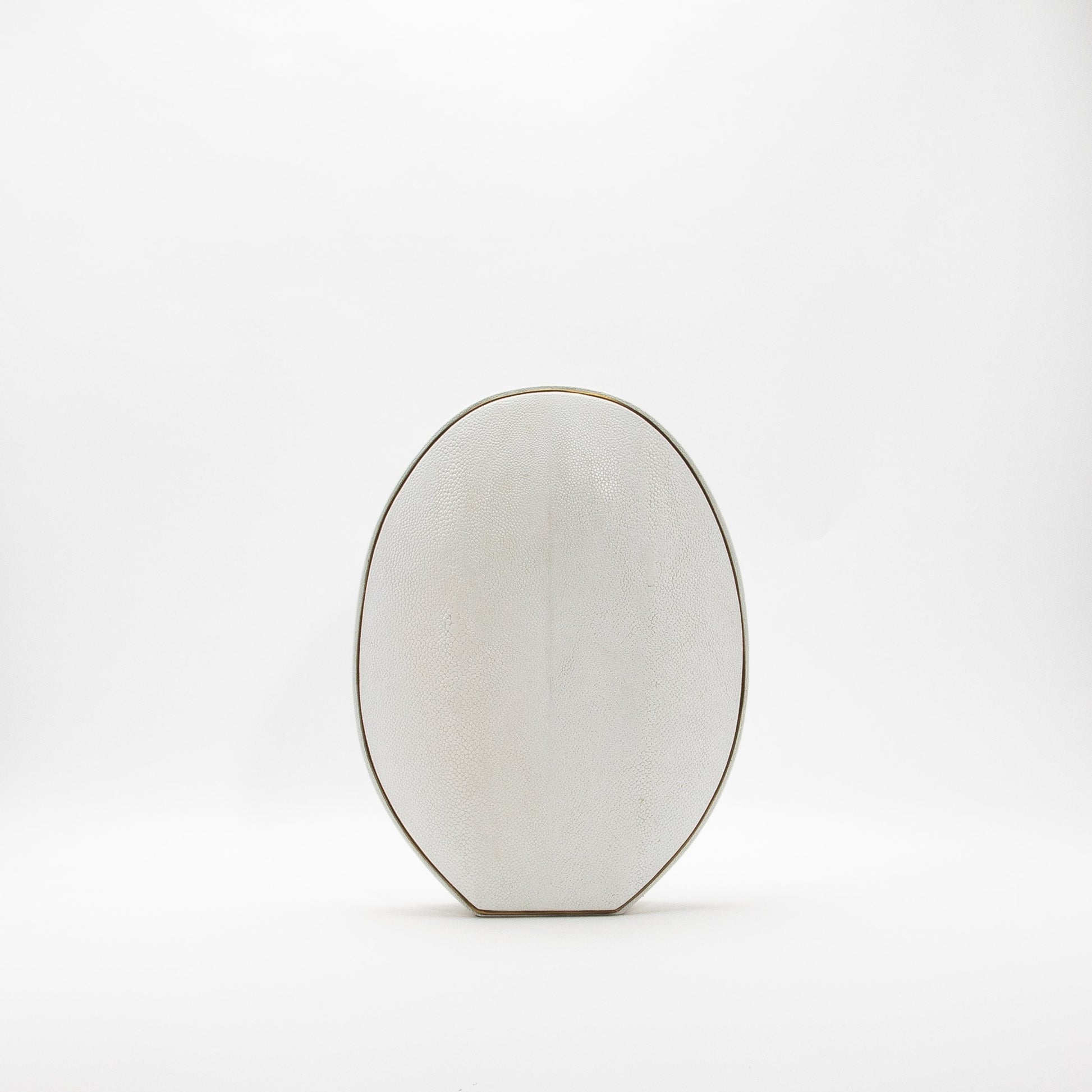Vase in White Shagreen with Brass by R&Y Augousti