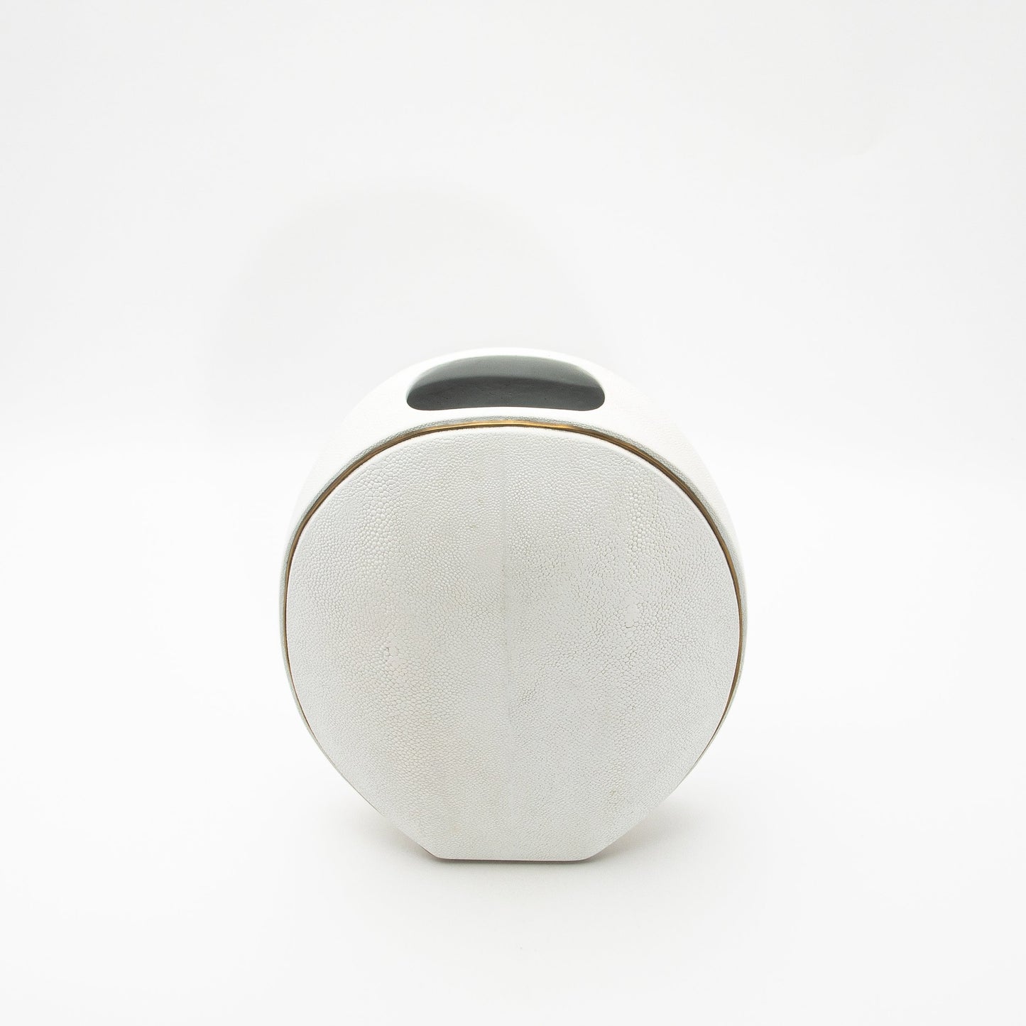 Vase in White Shagreen with Brass by R&Y Augousti