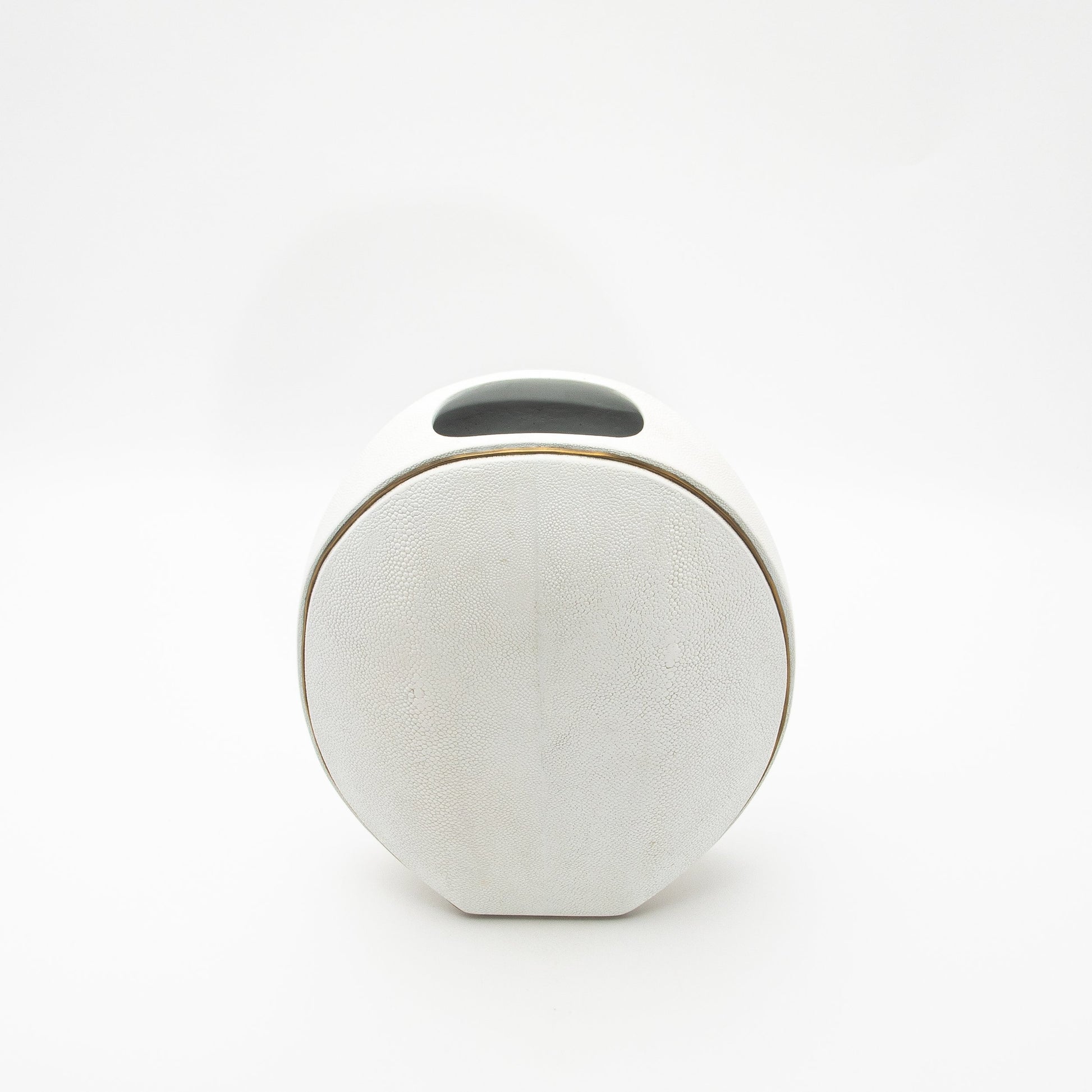 Vase in White Shagreen with Brass by R&Y Augousti