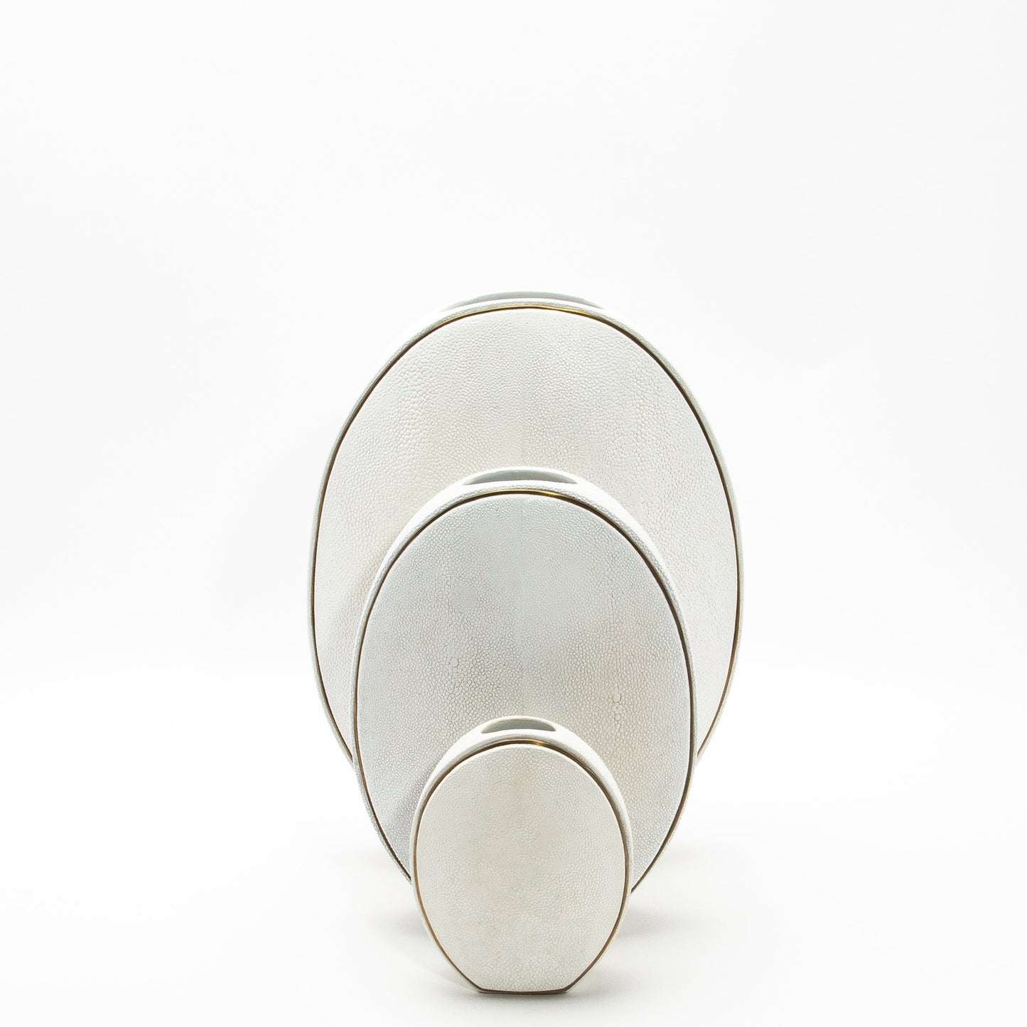 Vase in White Shagreen with Brass by R&Y Augousti