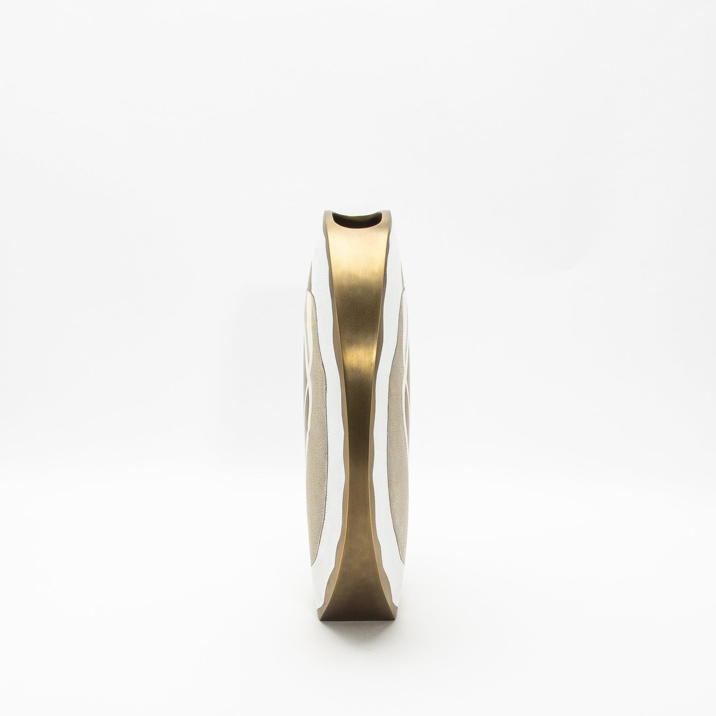 Vase in White Shagreen, Mother of Pearl, and Brass by R&Y Augousti