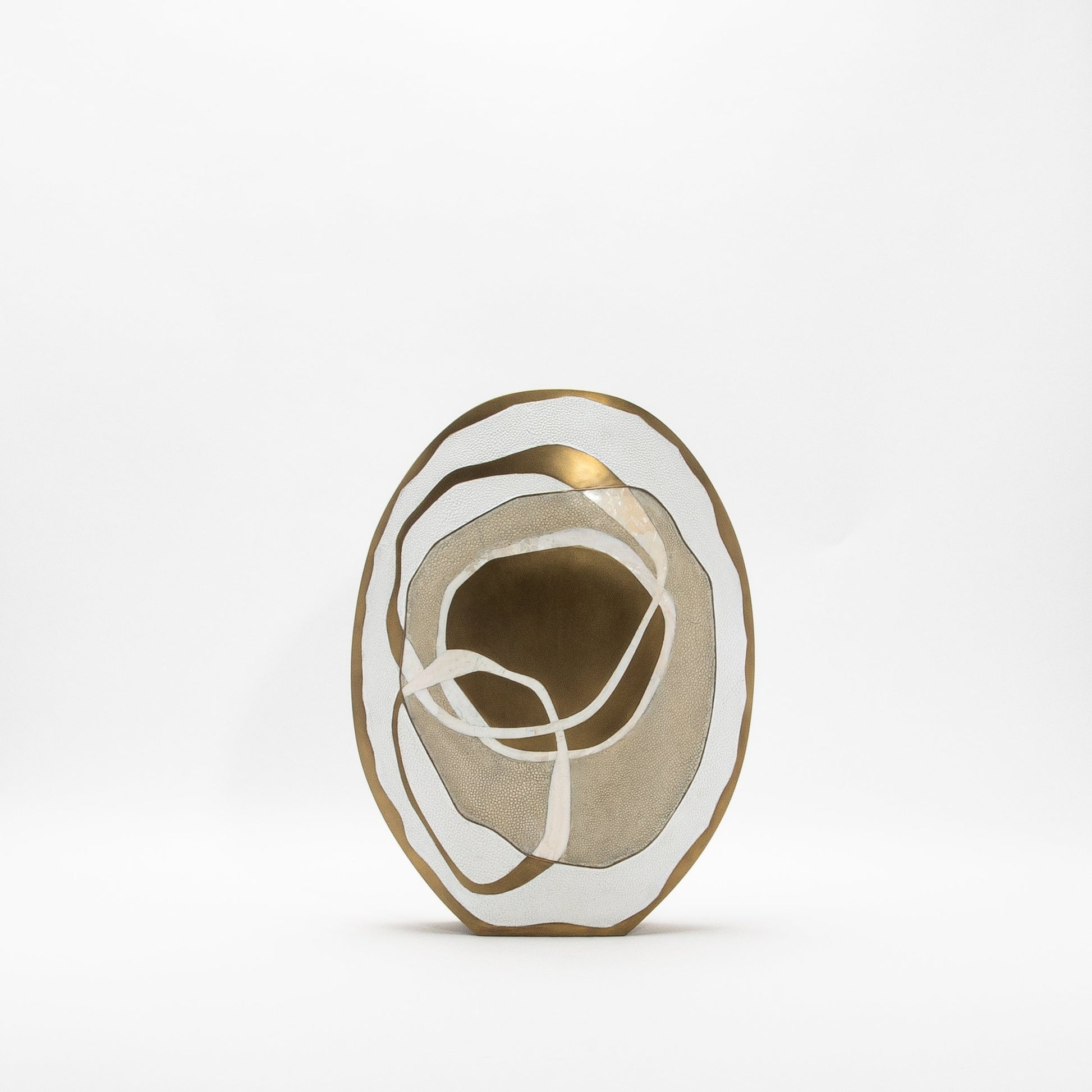 Vase in White Shagreen, Mother of Pearl, and Brass by R&Y Augousti