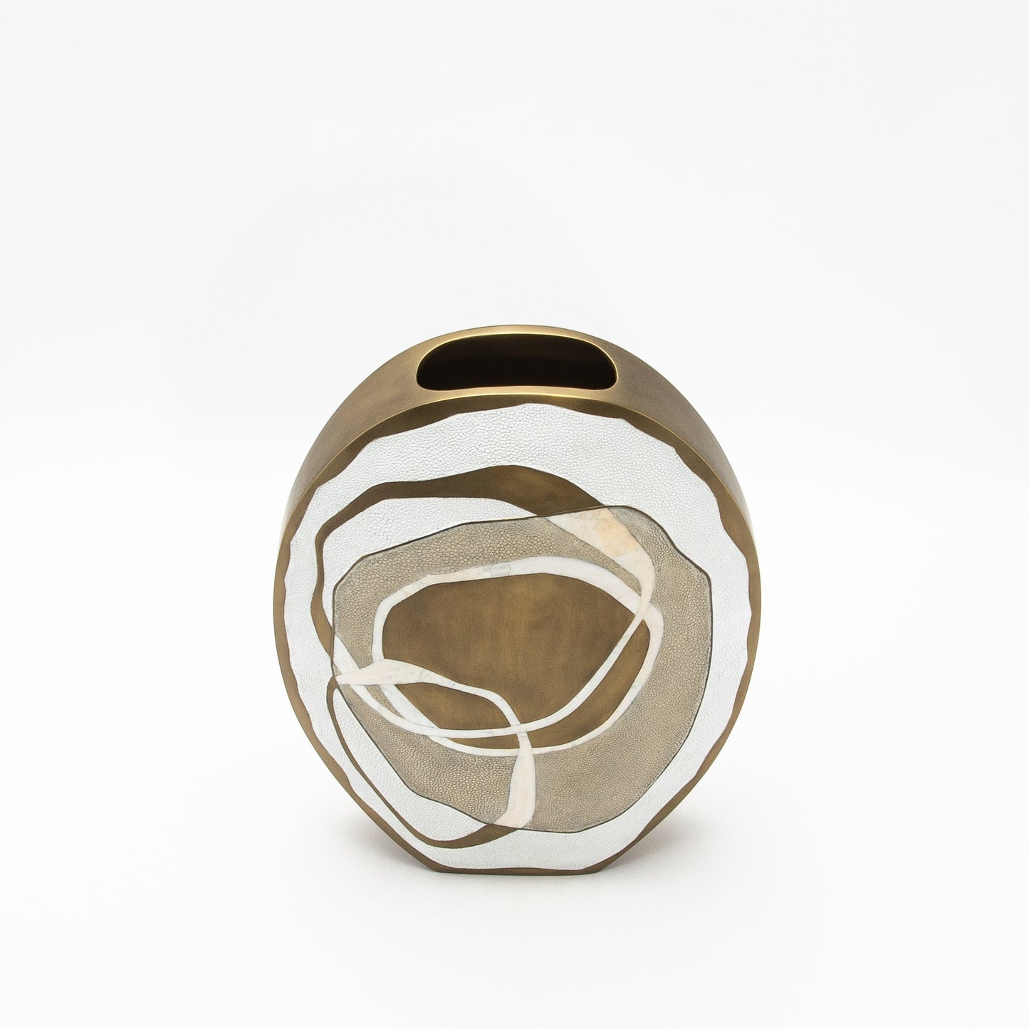 Vase in White Shagreen, Mother of Pearl, and Brass by R&Y Augousti