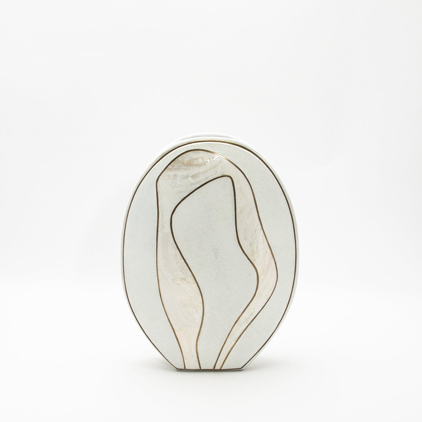 Vase in White Shagreen, Mother of Pearl, and Brass by R&Y Augousti