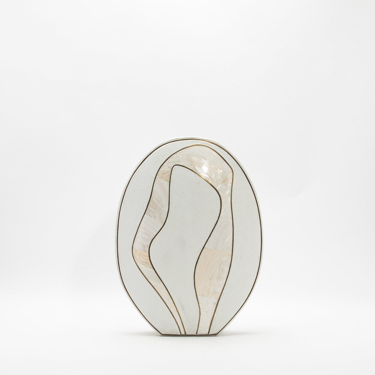 Vase in White Shagreen, Mother of Pearl, and Brass by R&Y Augousti