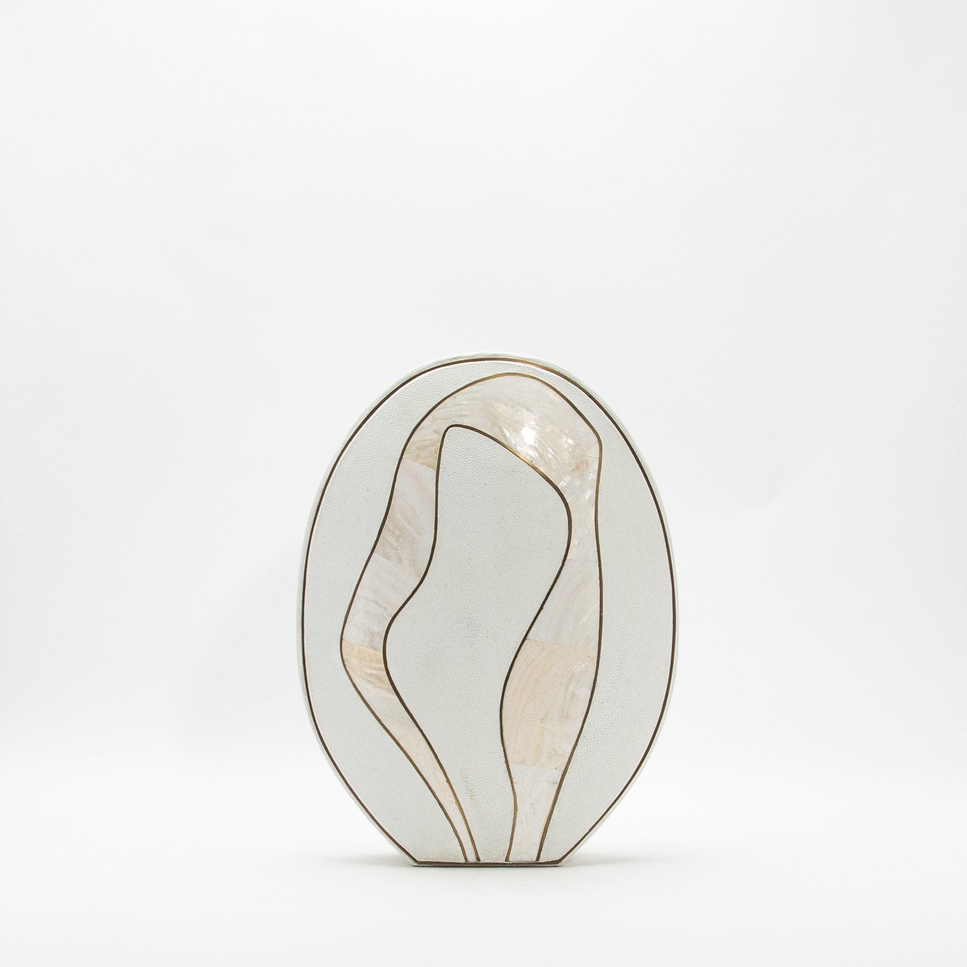 Vase in White Shagreen, Mother of Pearl, and Brass by R&Y Augousti