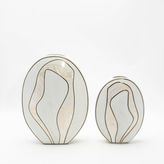 Vase in White Shagreen, Mother of Pearl, and Brass by R&Y Augousti
