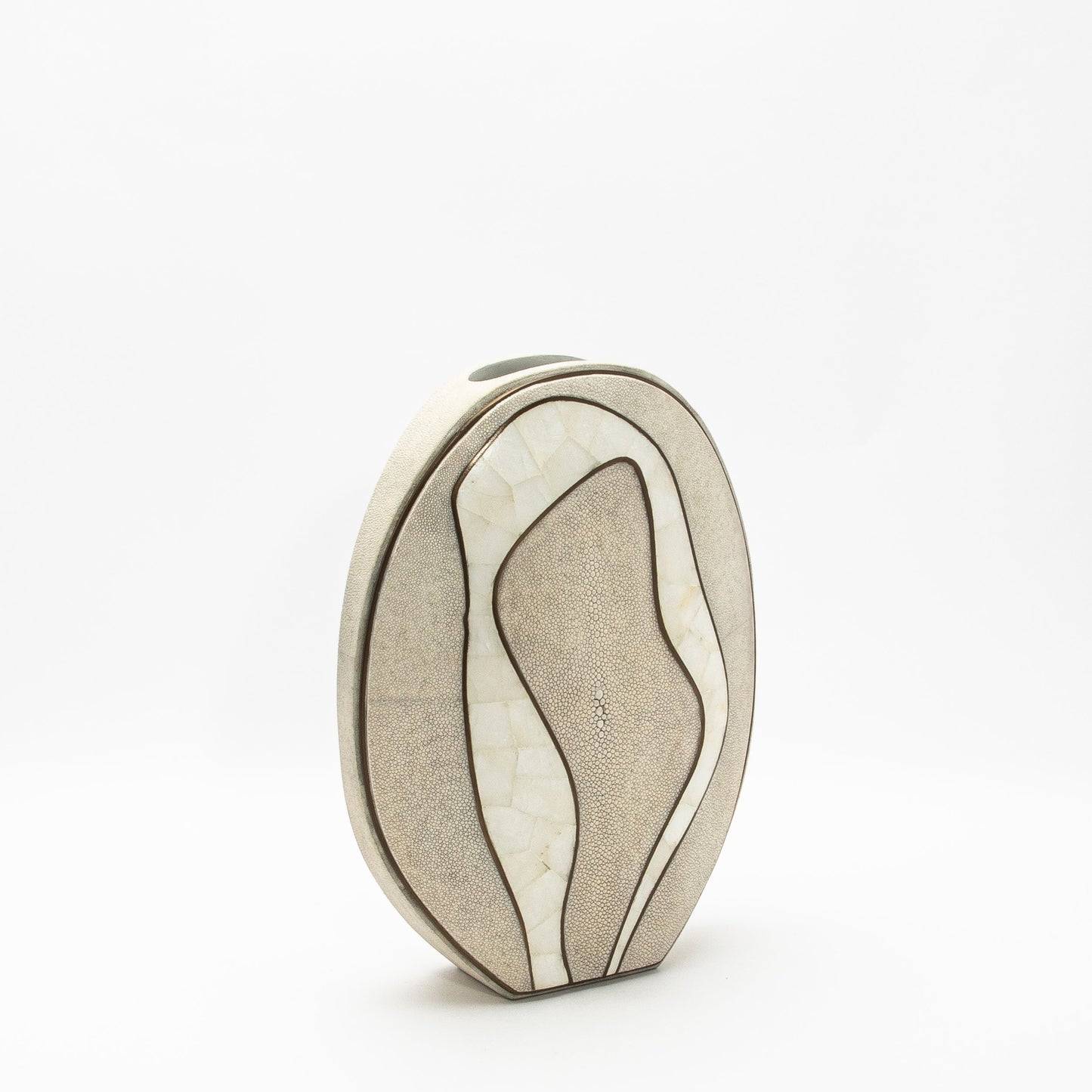 Vase in Natural Shagreen, Quartz, and Brass by R&Y Augousti