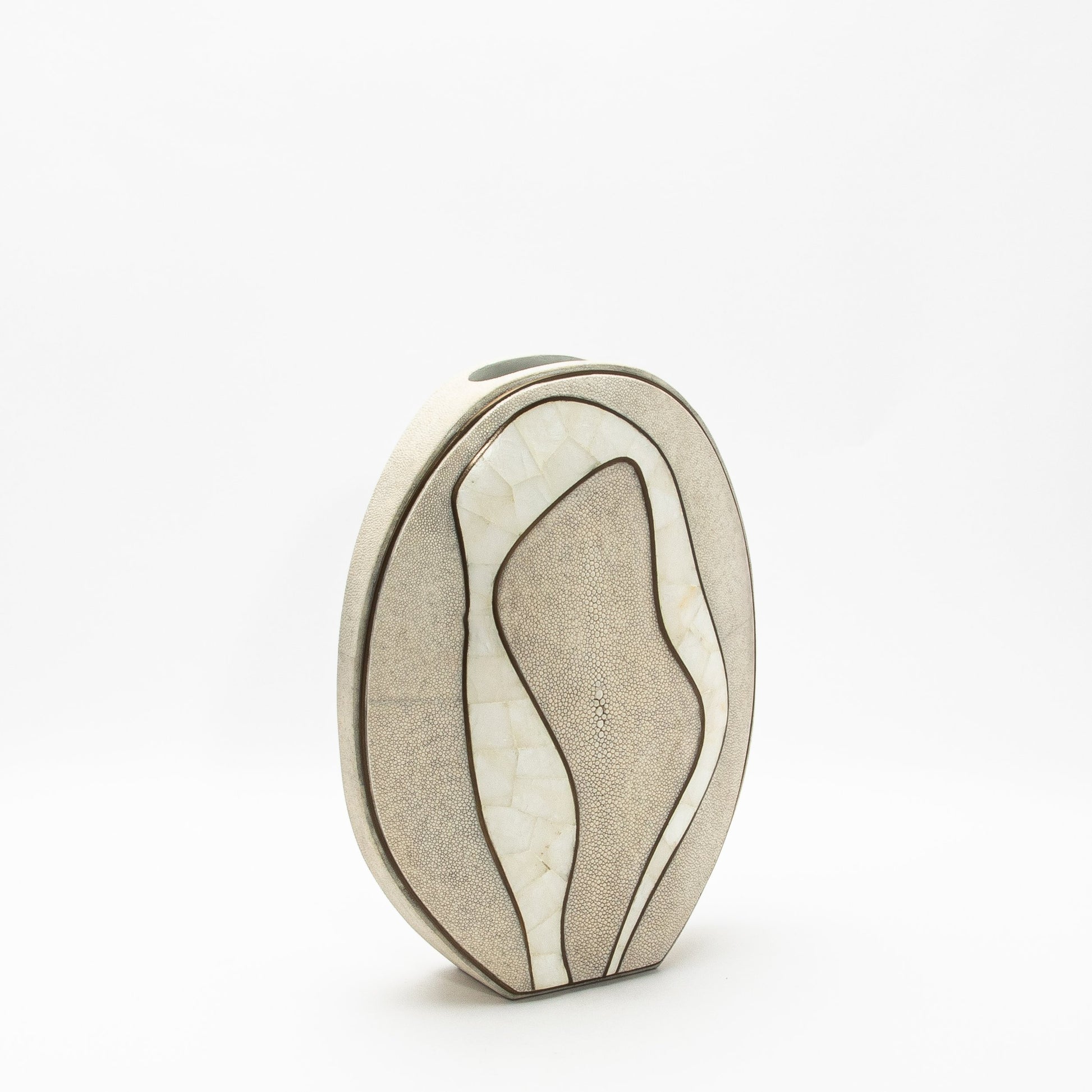 Vase in Natural Shagreen, Quartz, and Brass by R&Y Augousti