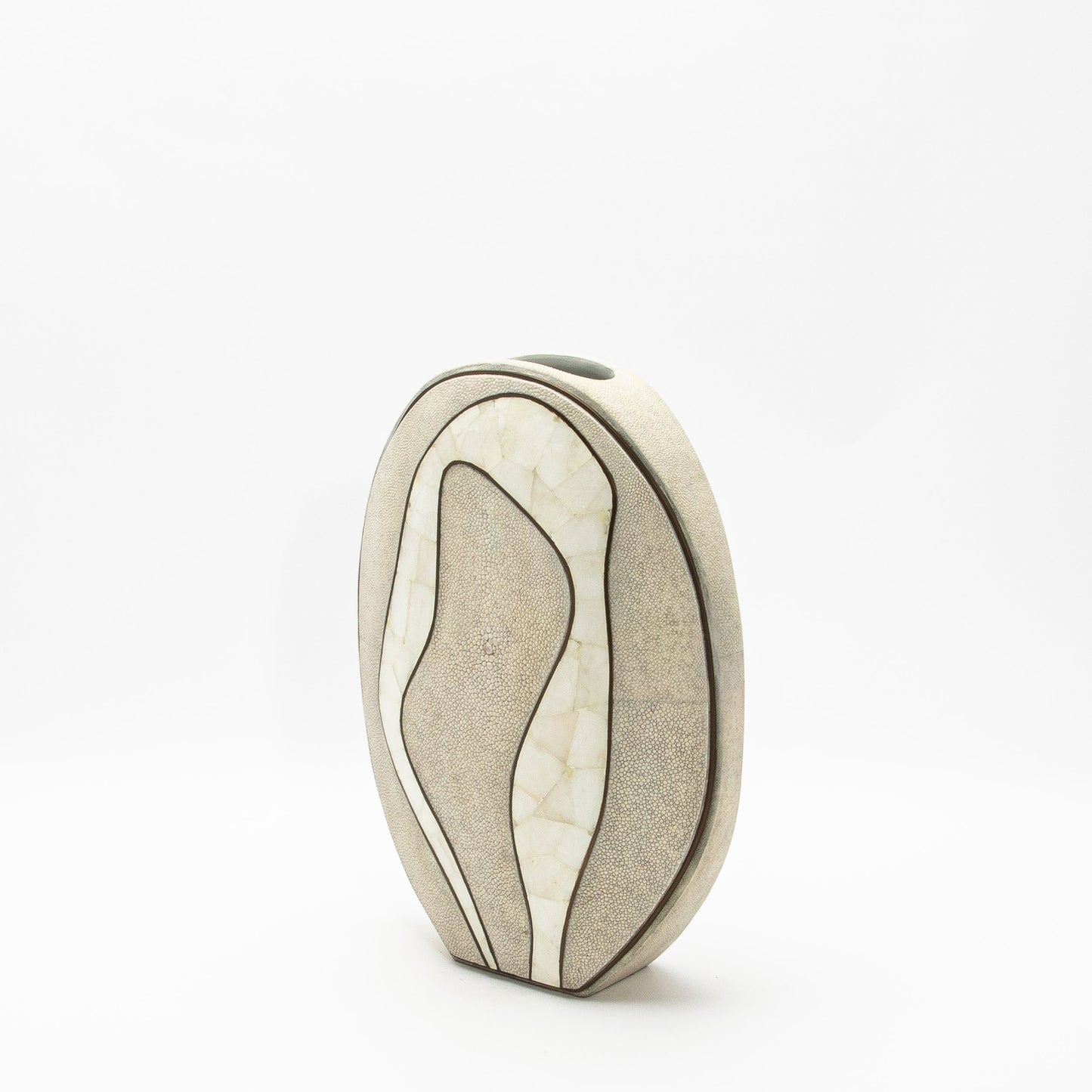 Vase in Natural Shagreen, Quartz, and Brass by R&Y Augousti