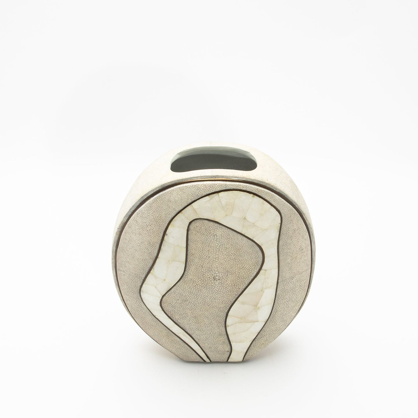 Vase in Natural Shagreen, Quartz, and Brass by R&Y Augousti