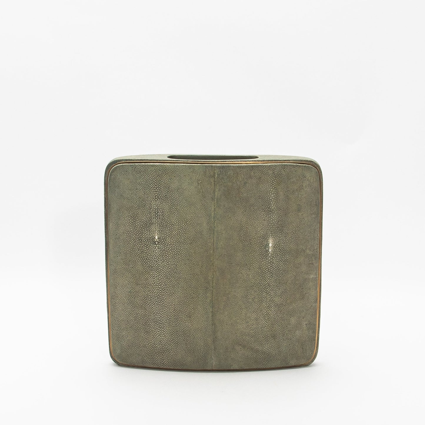 Vase in Grey Shagreen with Brass by R&Y Augousti