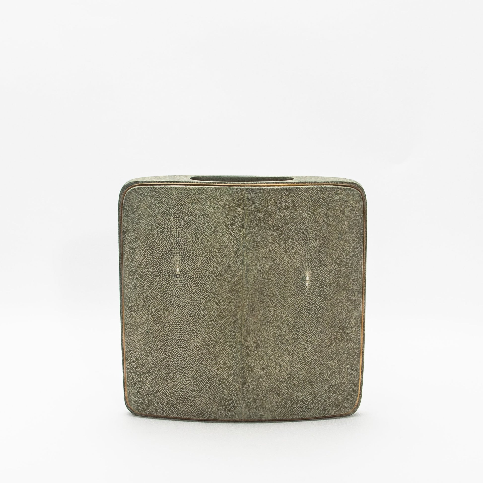 Vase in Grey Shagreen with Brass by R&Y Augousti