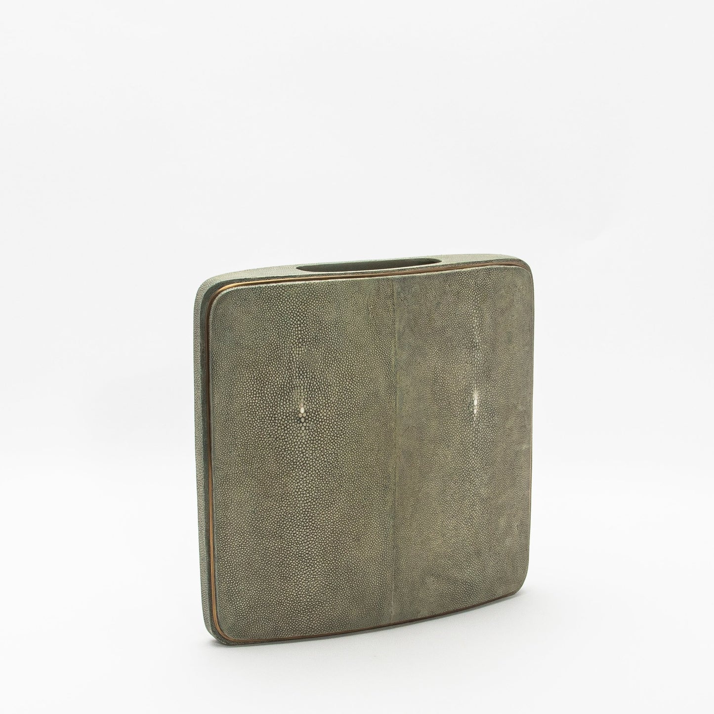 Vase in Grey Shagreen with Brass by R&Y Augousti