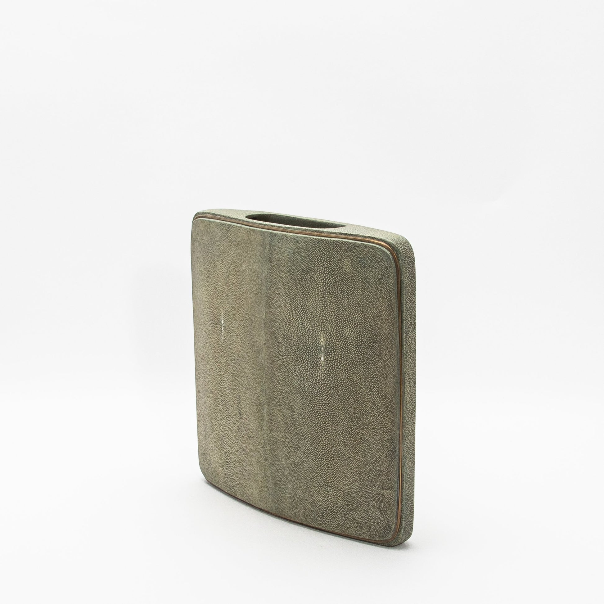 Vase in Grey Shagreen with Brass by R&Y Augousti