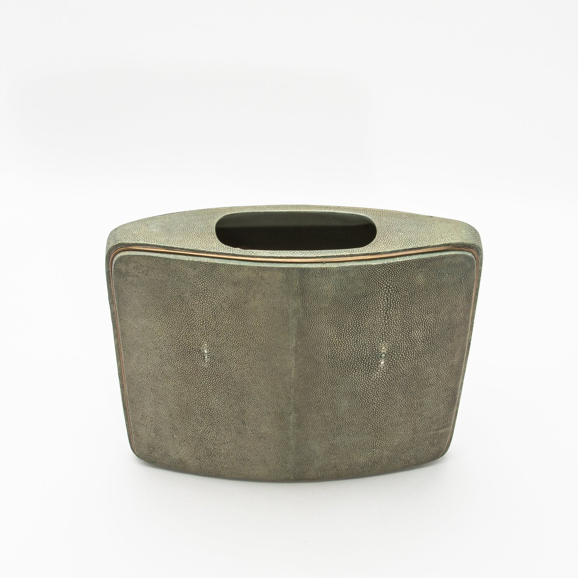 Vase in Grey Shagreen with Brass by R&Y Augousti