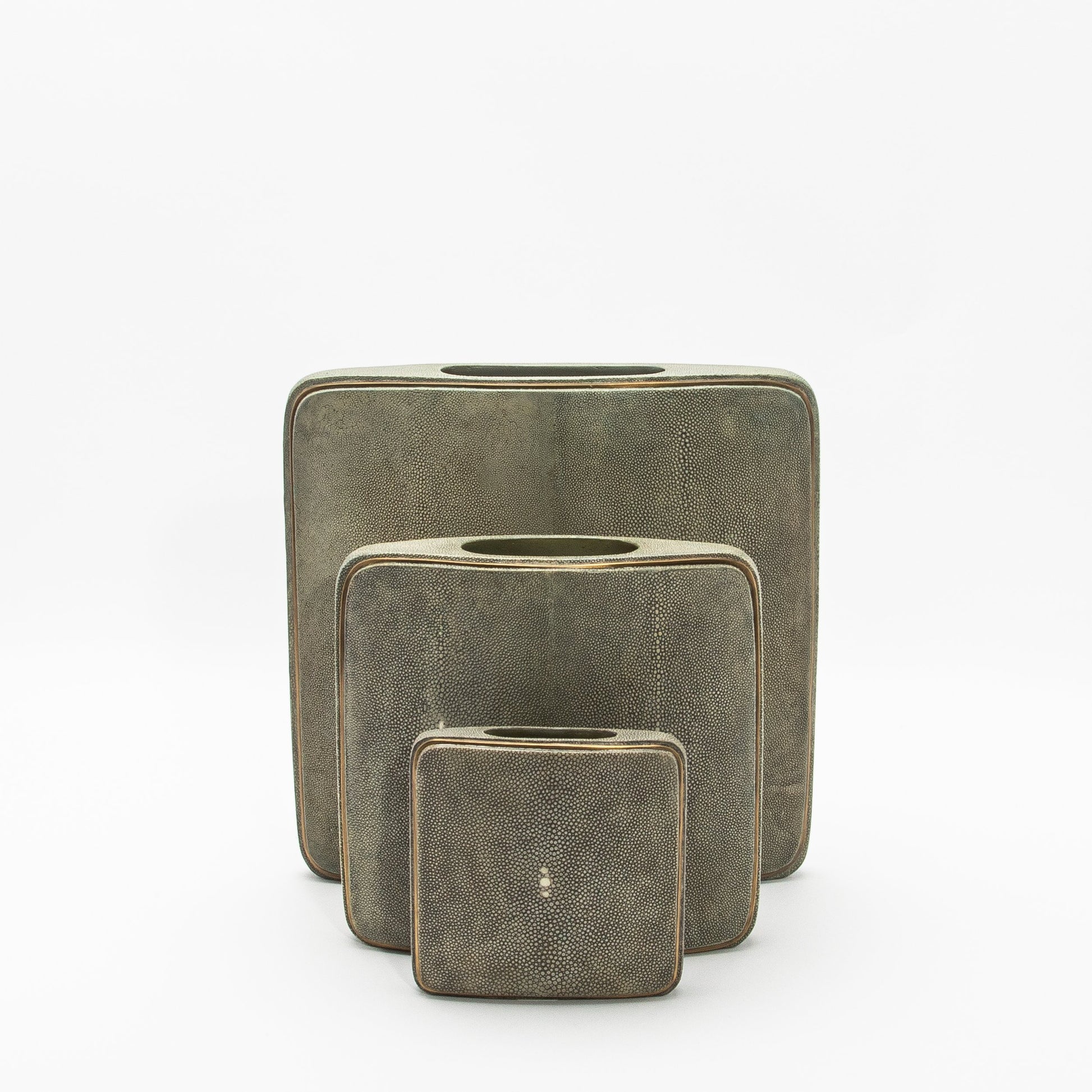 Vase in Grey Shagreen with Brass by R&Y Augousti