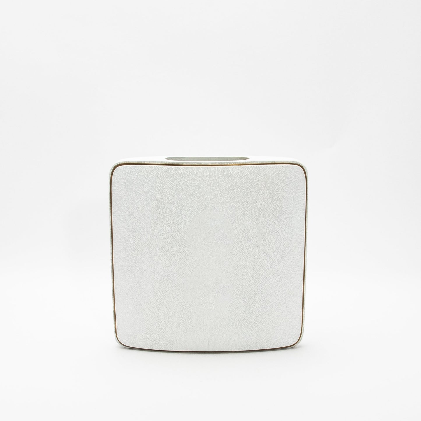 Vase in White Shagreen with Brass by R&Y Augousti