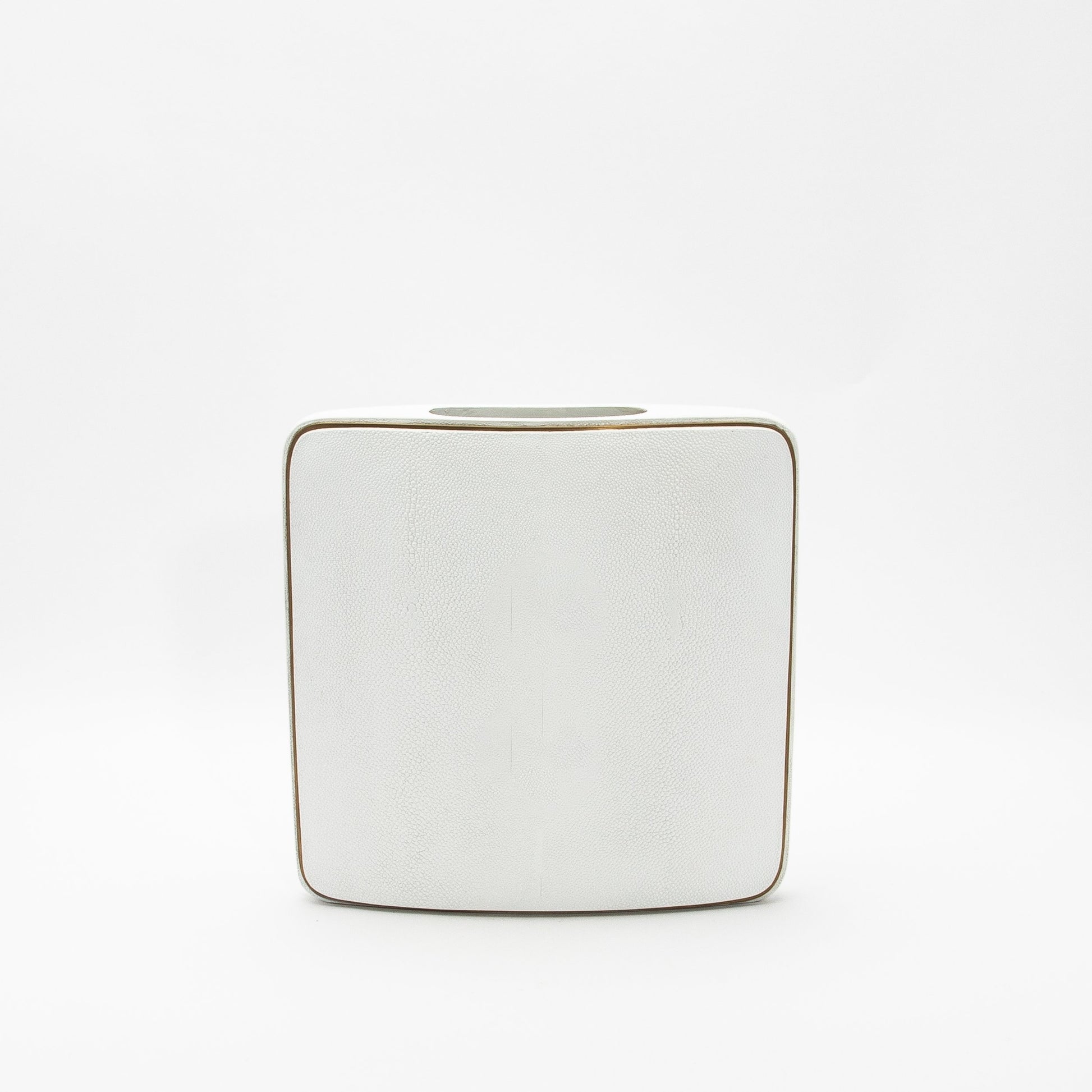 Vase in White Shagreen with Brass by R&Y Augousti