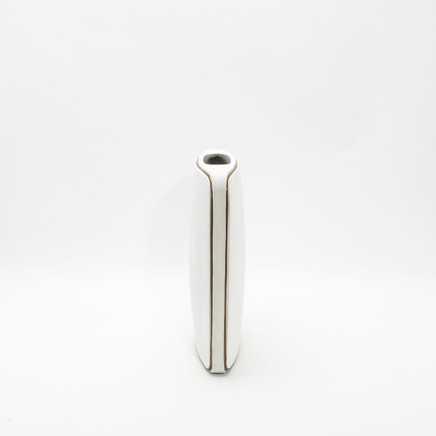 Vase in White Shagreen with Brass by R&Y Augousti
