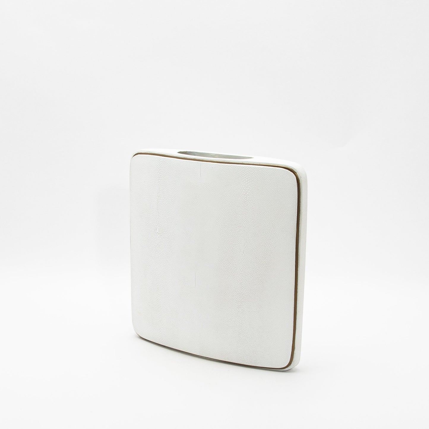 Vase in White Shagreen with Brass by R&Y Augousti