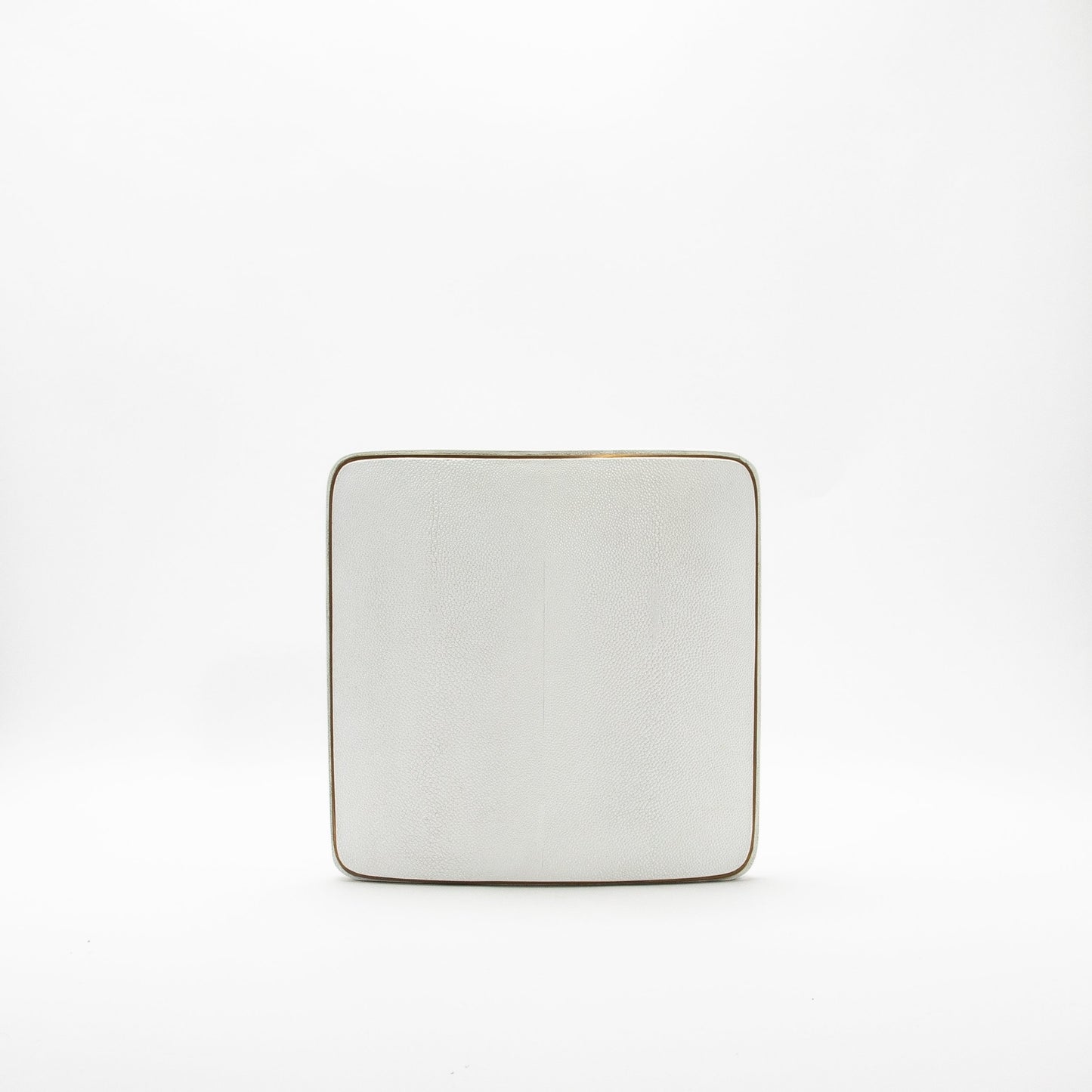 Vase in White Shagreen with Brass by R&Y Augousti