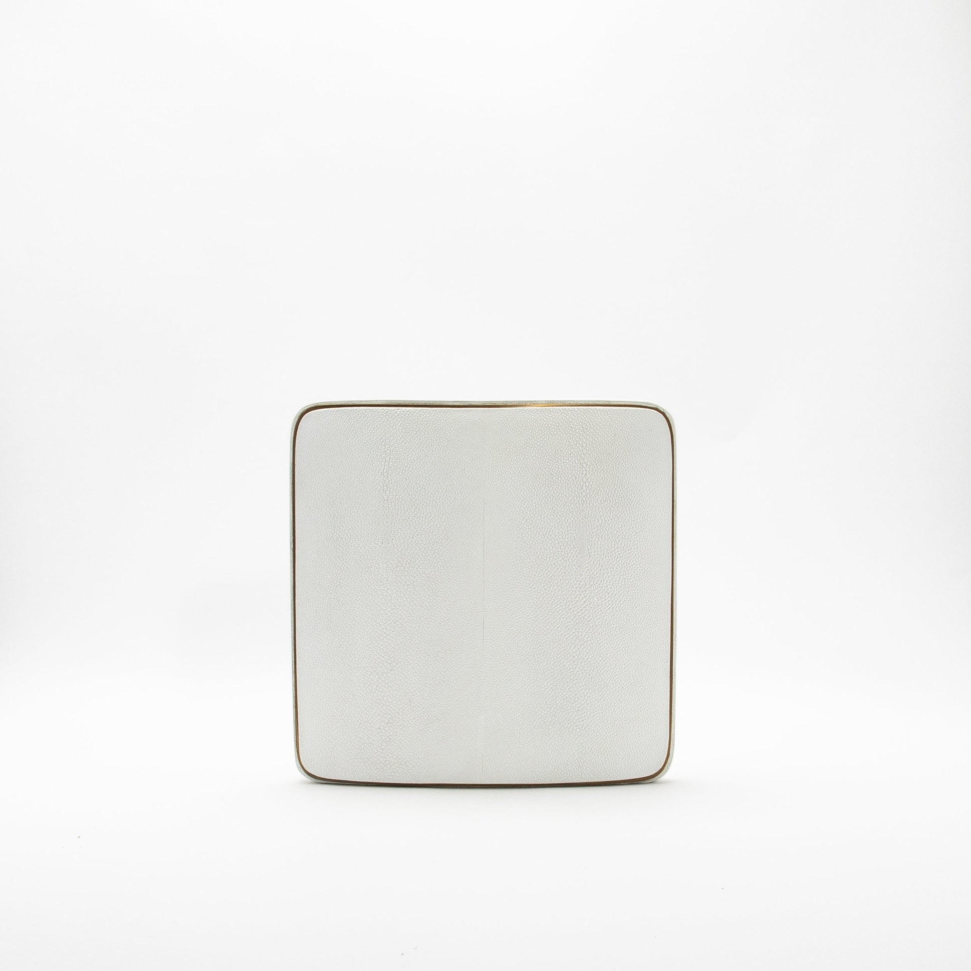 Vase in White Shagreen with Brass by R&Y Augousti