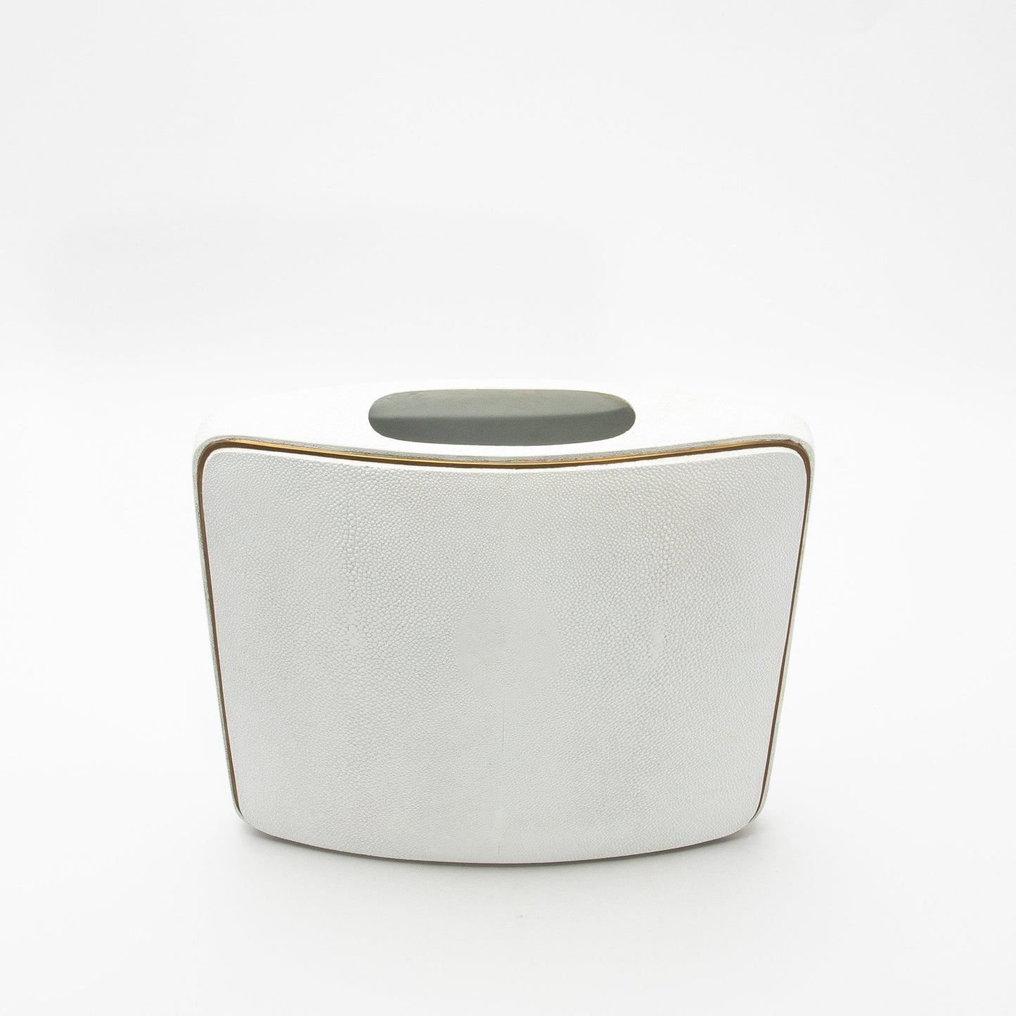 Vase in White Shagreen with Brass by R&Y Augousti