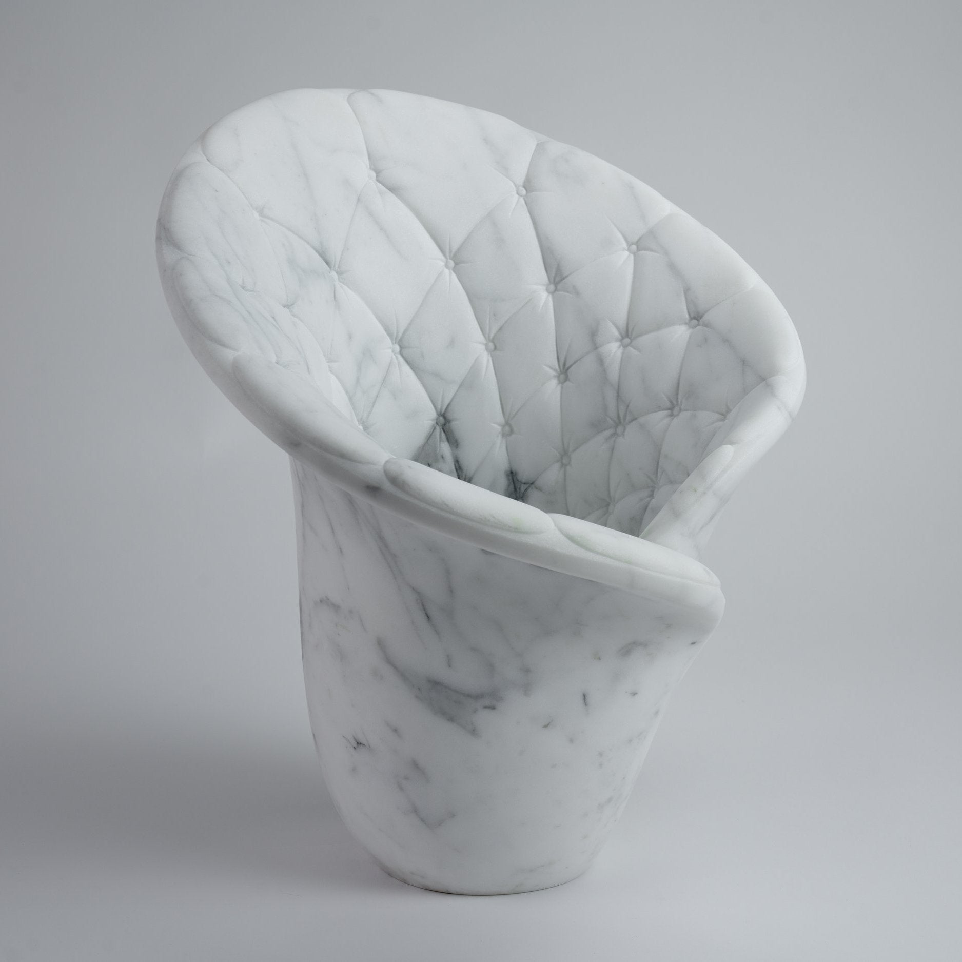 Sculptural Quilted Vase in Statuary Marble by Barberini & Gunnell