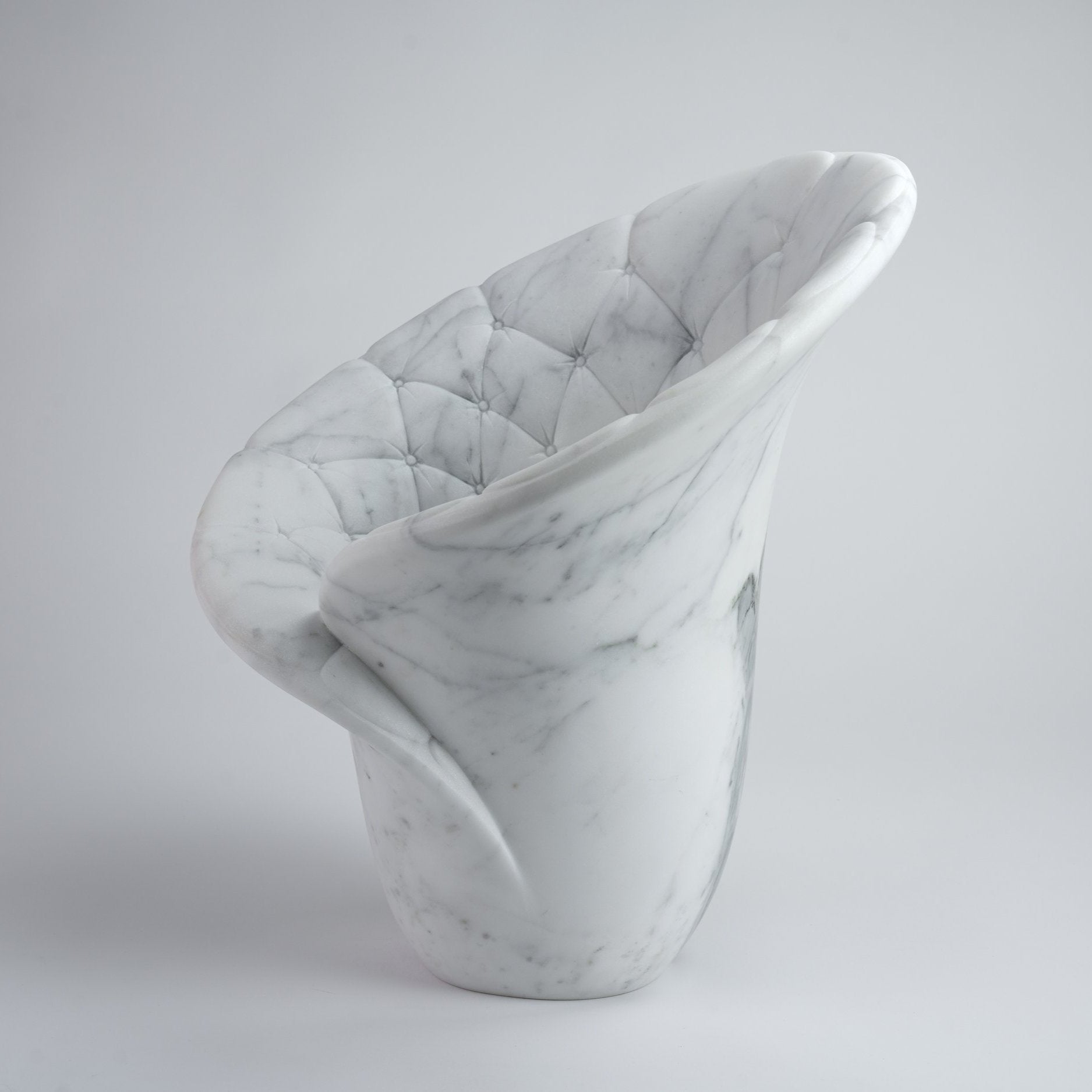 Sculptural Quilted Vase in Statuary Marble by Barberini & Gunnell