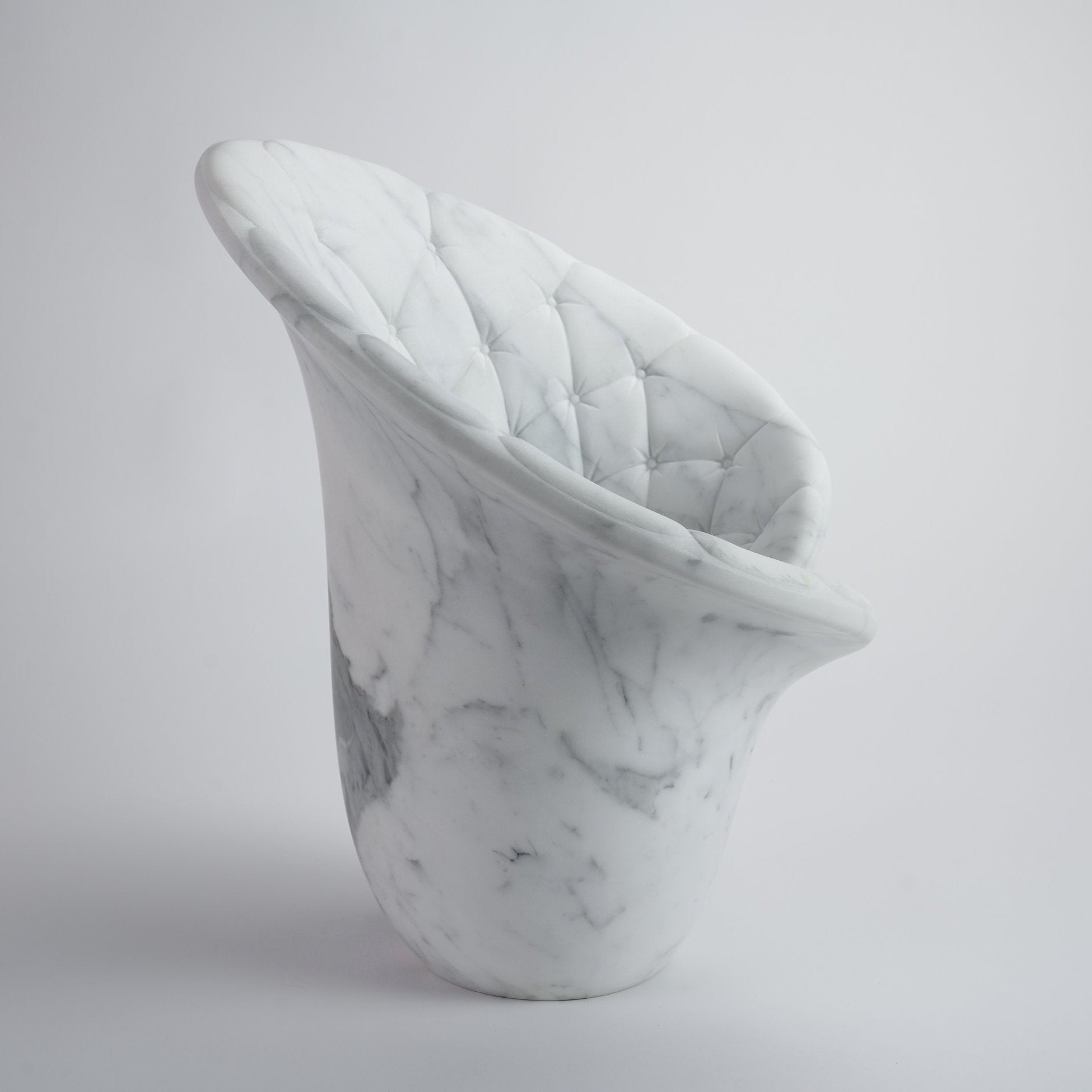 Sculptural Quilted Vase in Statuary Marble by Barberini & Gunnell
