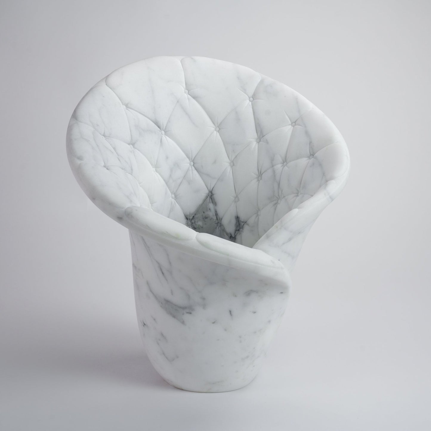 Sculptural Quilted Vase in Statuary Marble by Barberini & Gunnell