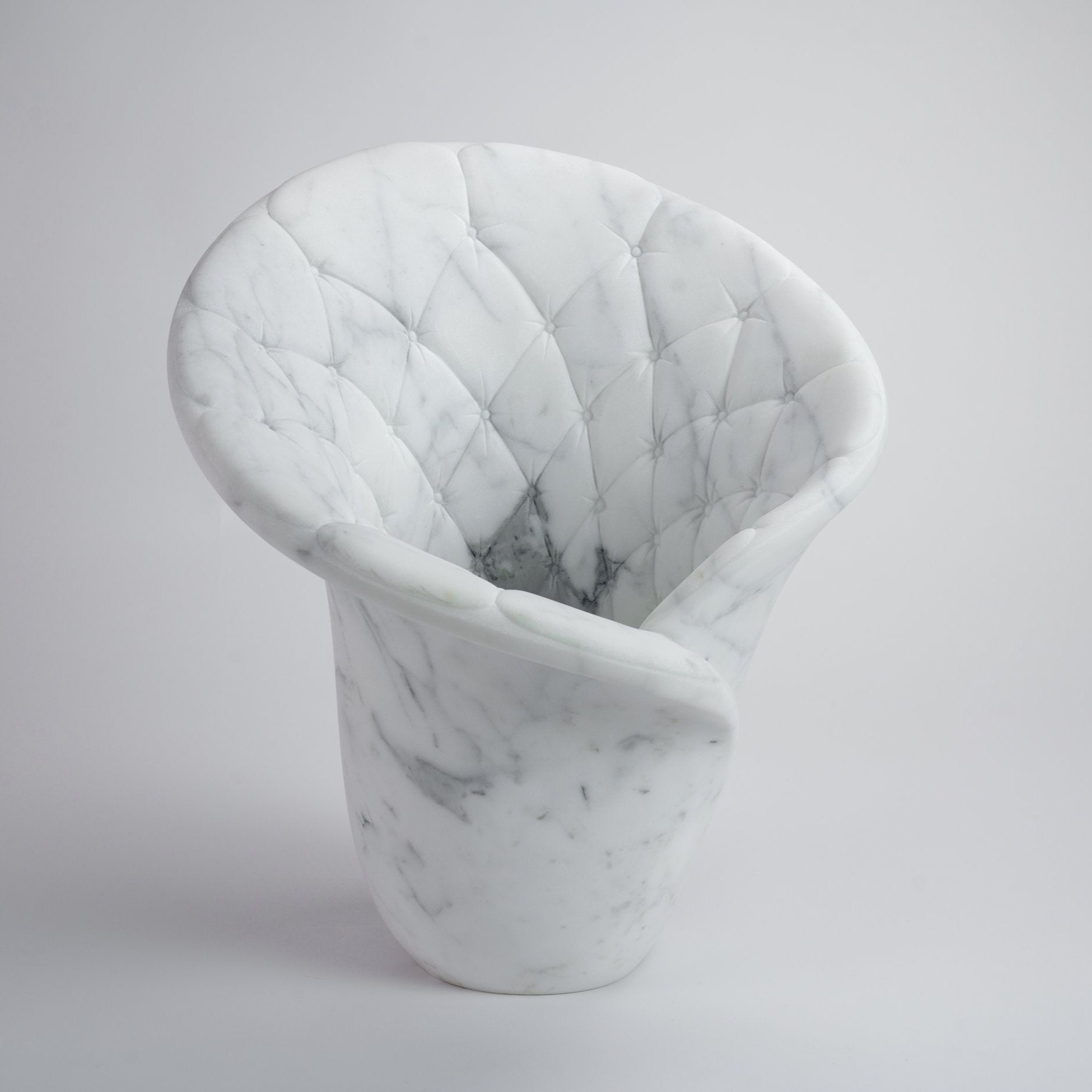 Sculptural Quilted Vase in Statuary Marble by Barberini & Gunnell