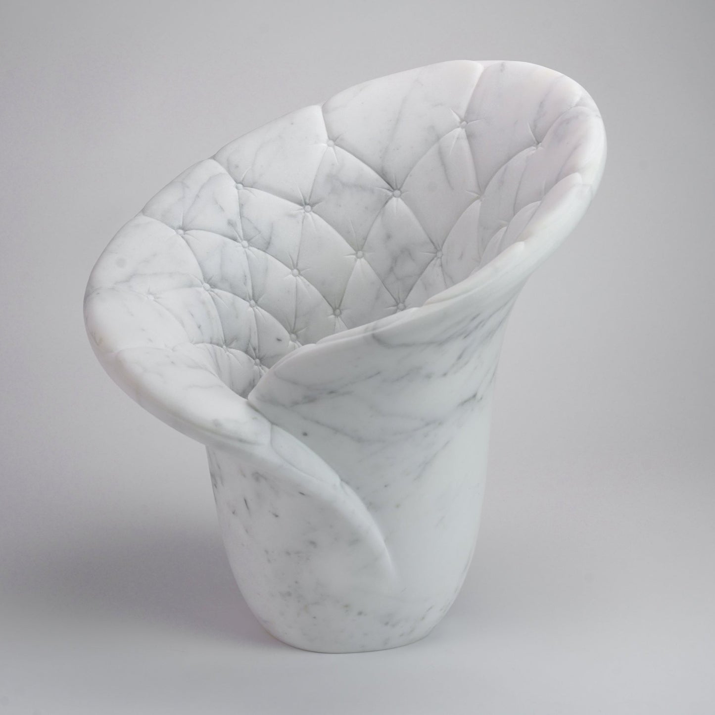 Sculptural Quilted Vase in Statuary Marble by Barberini & Gunnell
